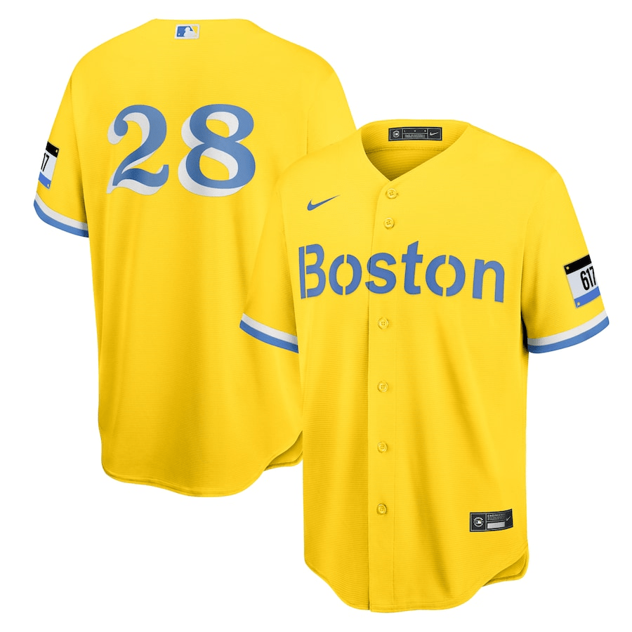 J.D. Martinez 28 Boston Red Sox City Connect Baseball Jersey - Gold/Light Blue