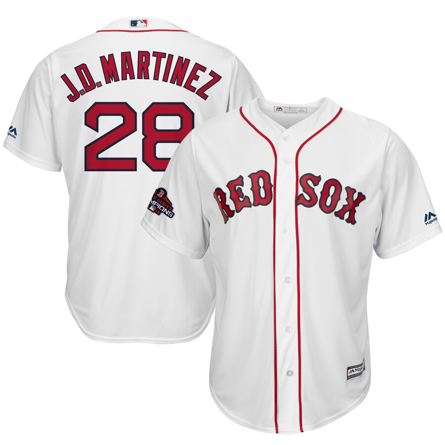 J.d. Martinez Boston Red Sox Majestic 2018 World Series Champions Team Logo Player Jersey – White