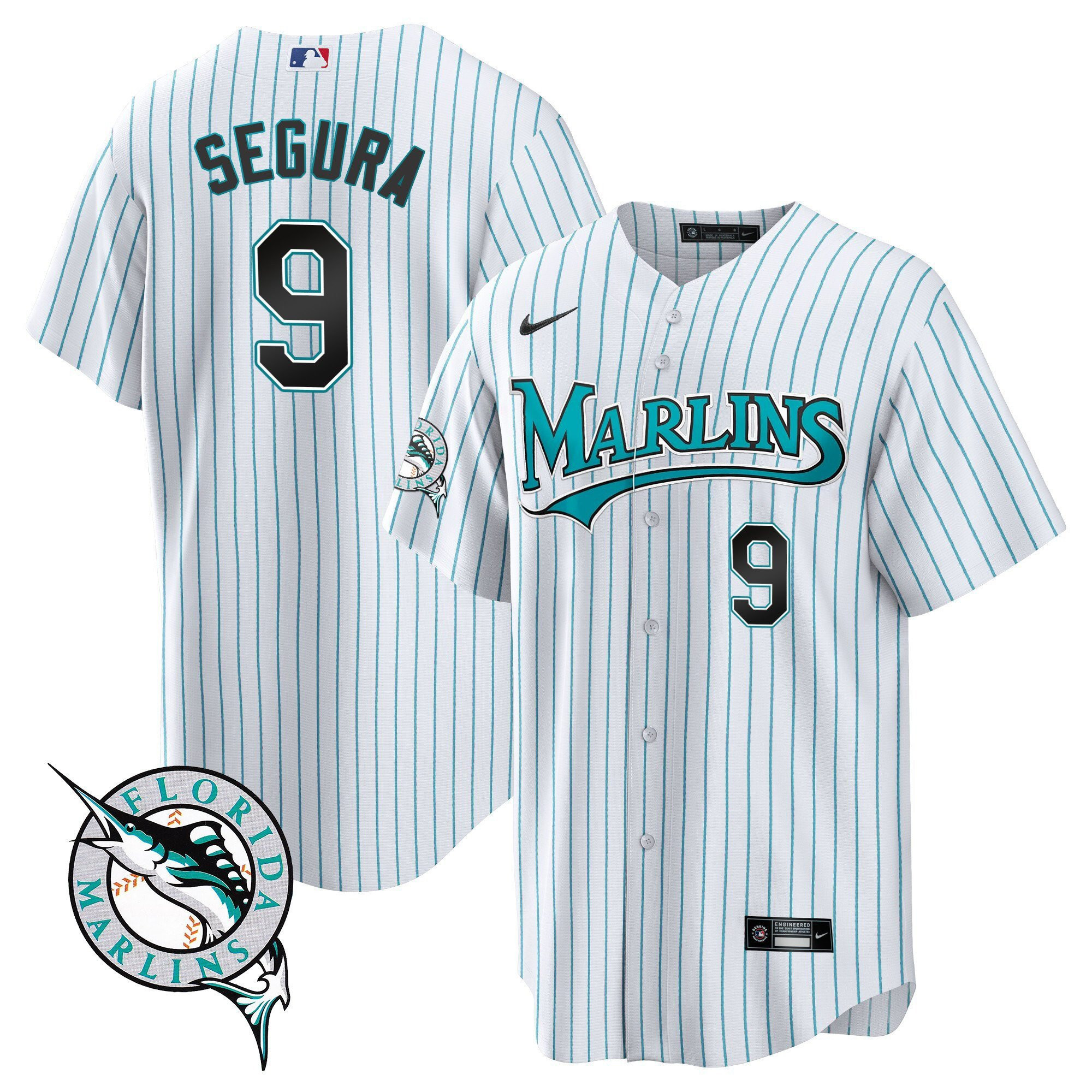 Jean Segura 9 Miami Marlins Throwback Men Baseball Jersey - White 