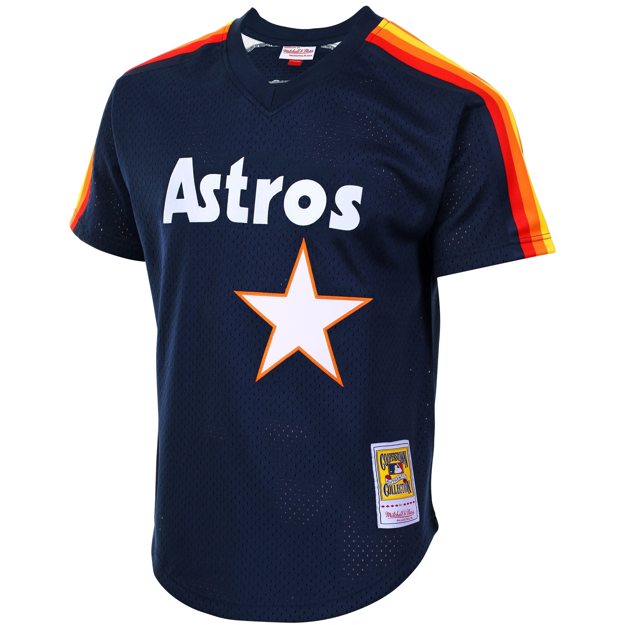 Alternative view of Jeff Bagwell Houston Astros Mitchell & Ness Cooperstown Mesh Batting Practice Baseball Jersey - Navy