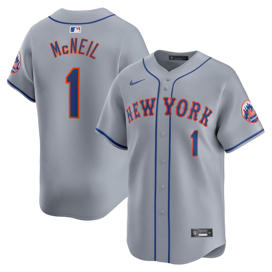 Jeff McNeil 1 New York Mets Away Limited Player Men Baseball Jersey - Gray 