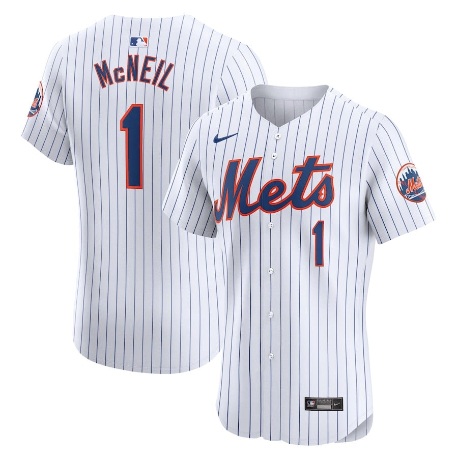 Jeff McNeil 1 New York Mets Home Elite Player Men Baseball Jersey - White 