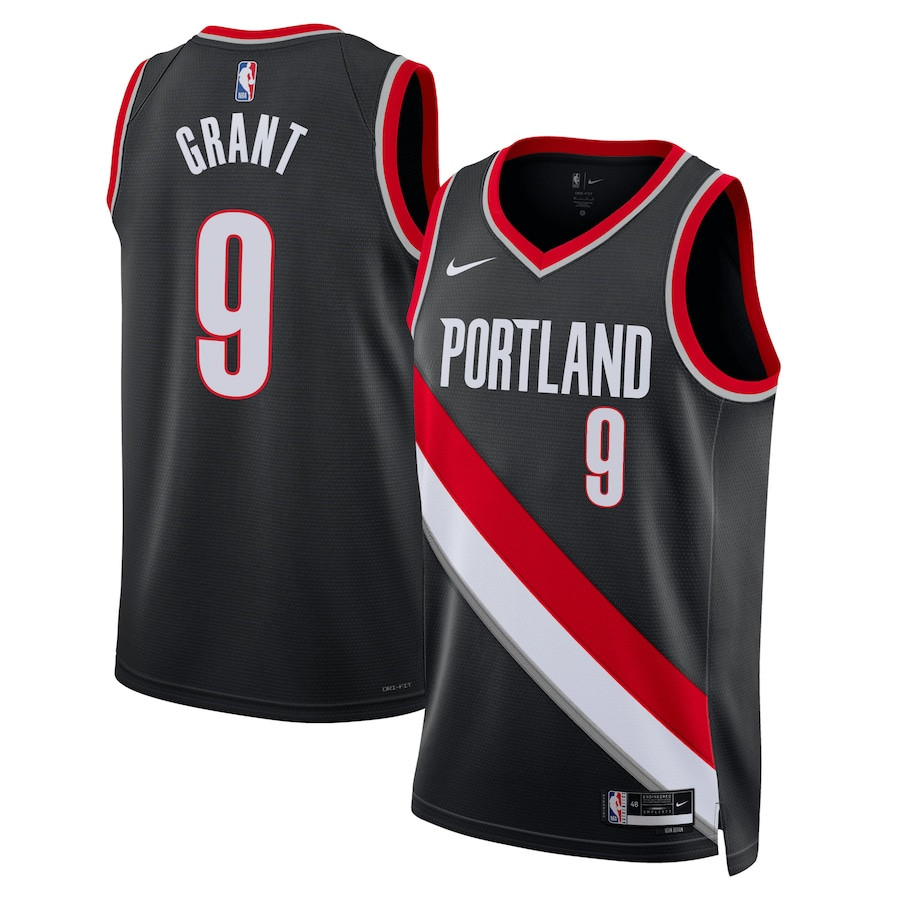 Jerami Grant 9 Portland Trail Blazers Unisex Swingman Basketball Jersey - Icon Edition - Black - JS236 