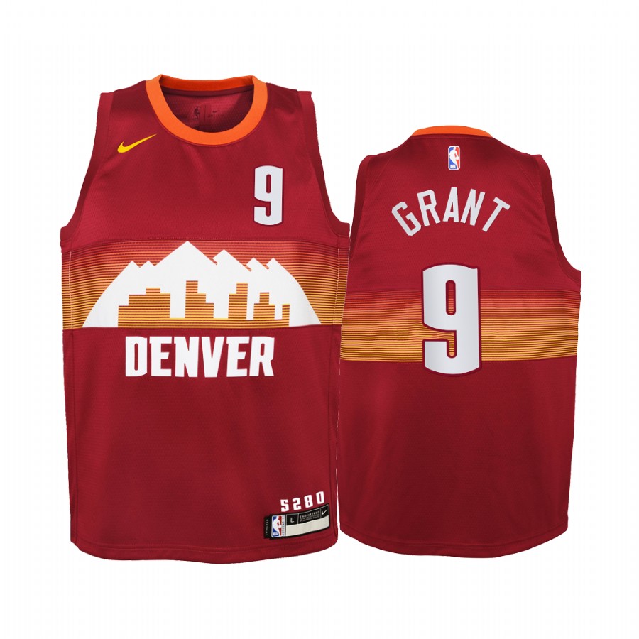 Jerami Grant Denver Nuggets 2020-21 City Red Youth Basketball Jersey - New Uniform