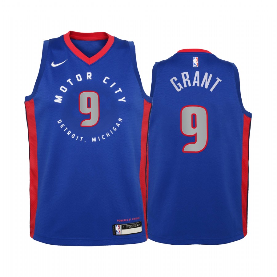 Jerami Grant Detroit Pistons 2020-21 City Blue Youth Basketball Jersey - New Uniform