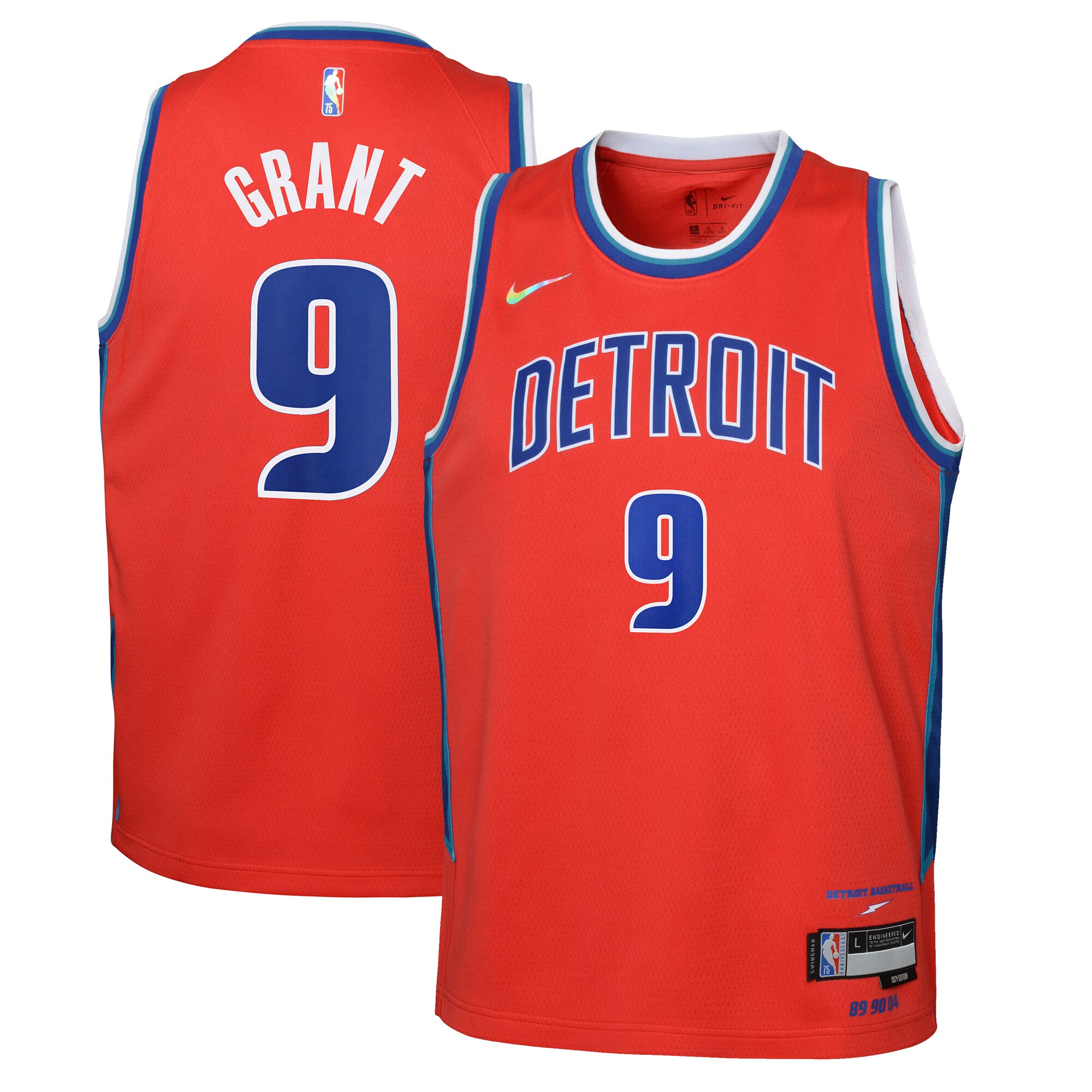 Alternative view of Jerami Grant Detroit Pistons Youth 2021/22 Swingman Basketball Jersey - City Edition - Red