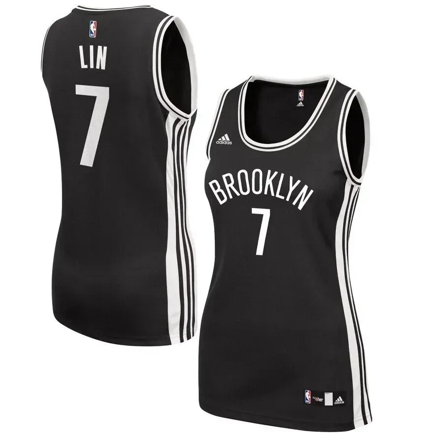 Jeremy Lin Brooklyn Nets Women's Road Jersey - Black - JS431 