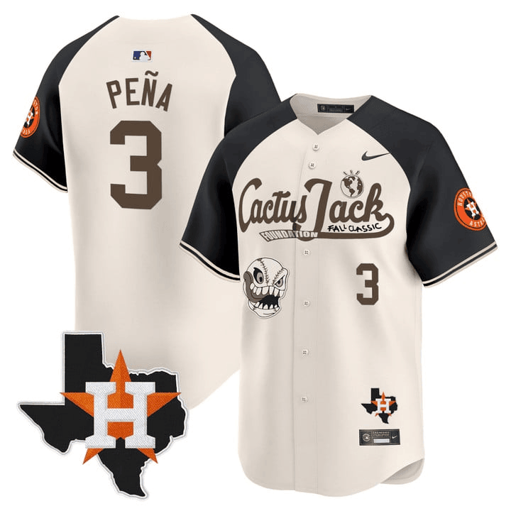 Jeremy Pena 3 Houston Astros Cactus Jack Foundation Fall Classic Limited Baseball Jersey - Men 