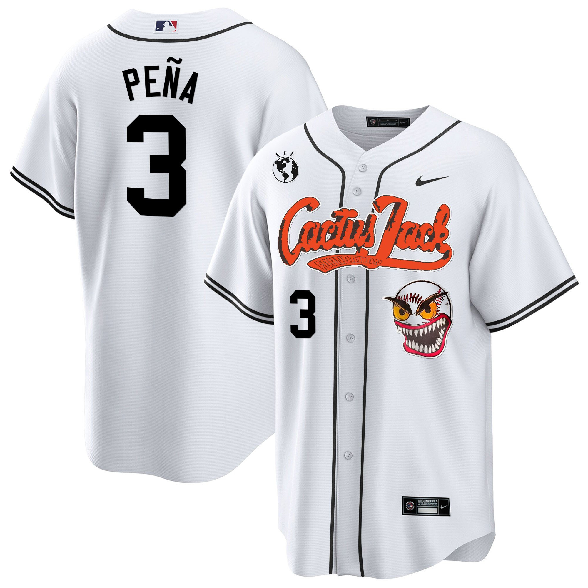 Jeremy Pena 3 Houston Astros Cactus Jack White Baseball Jersey - Men