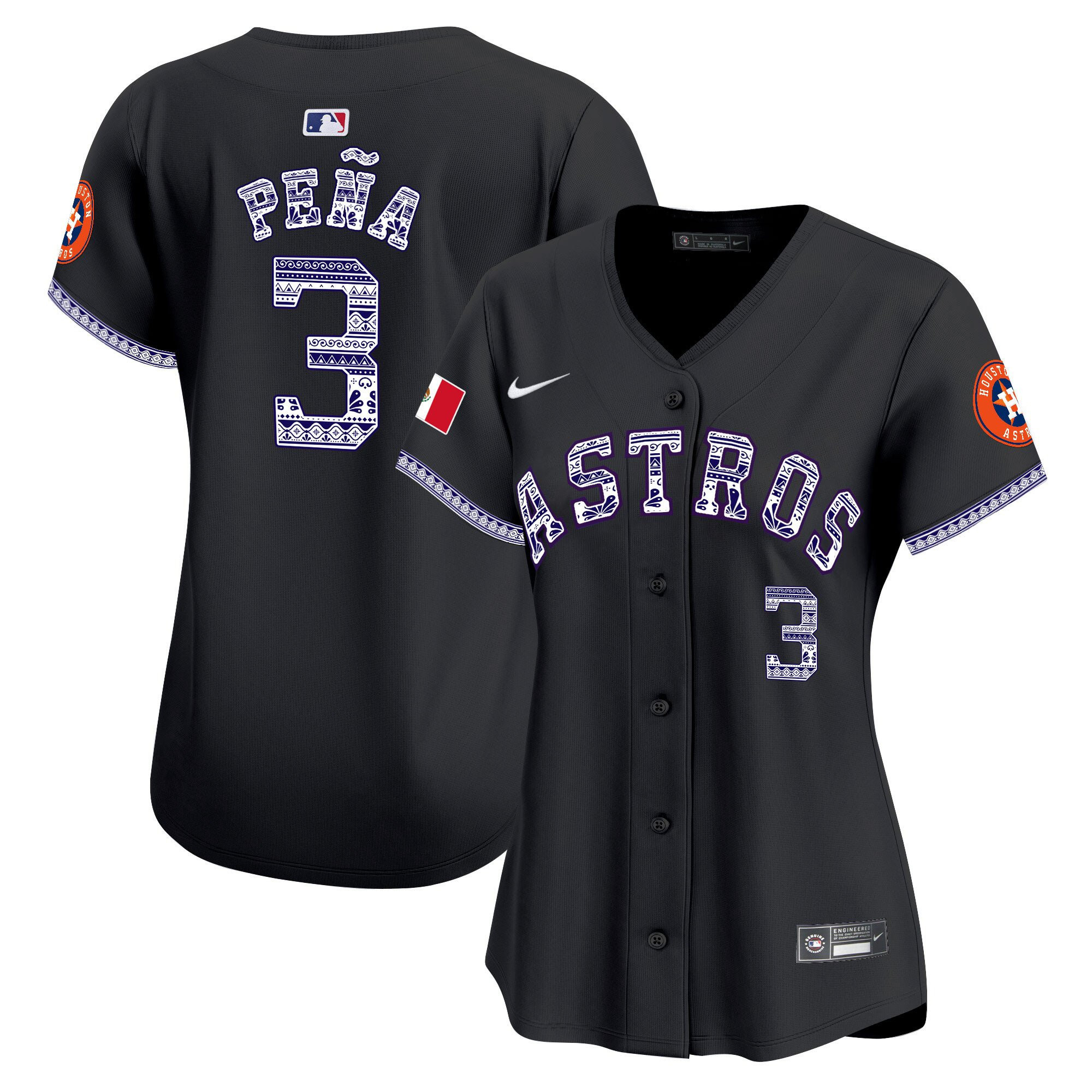 Jeremy Pena 3 Houston Astros Mexico Women Baseball Jersey - Black 