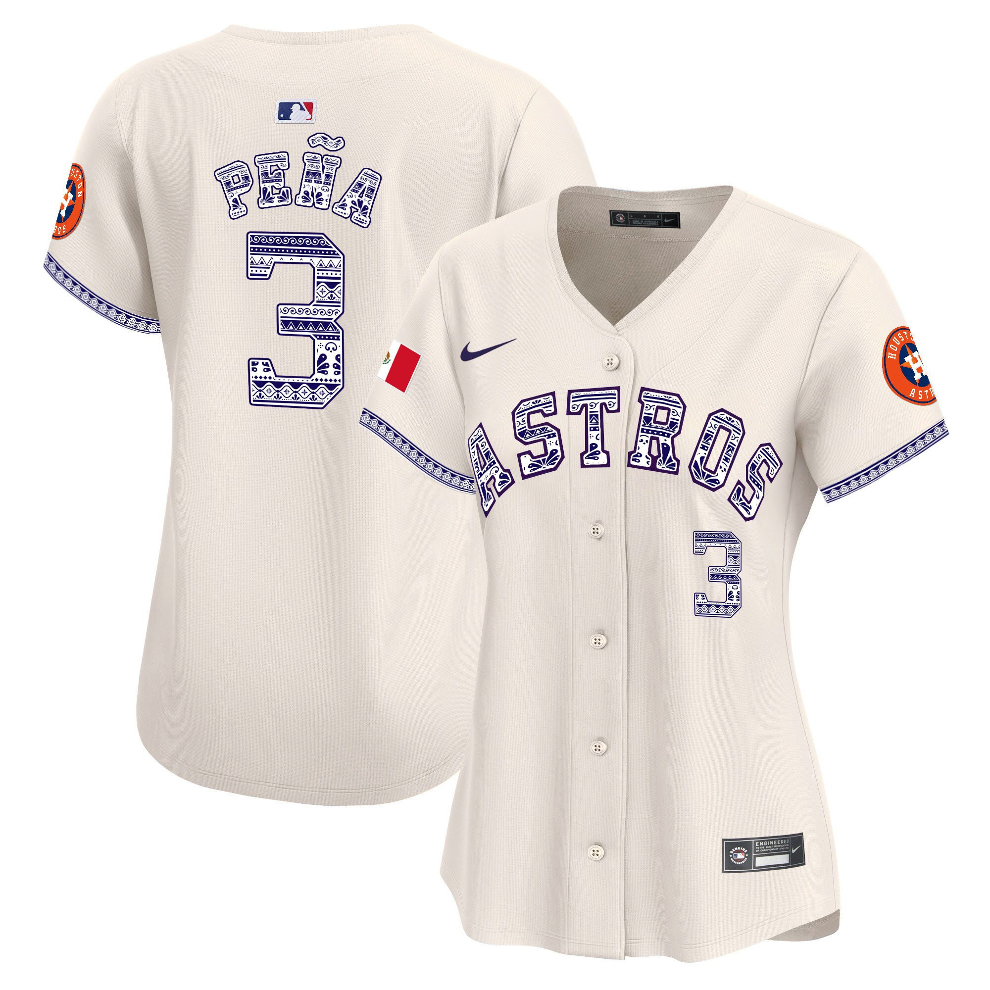 Jeremy Pena 3 Houston Astros Mexico Women Baseball Jersey - Cream 