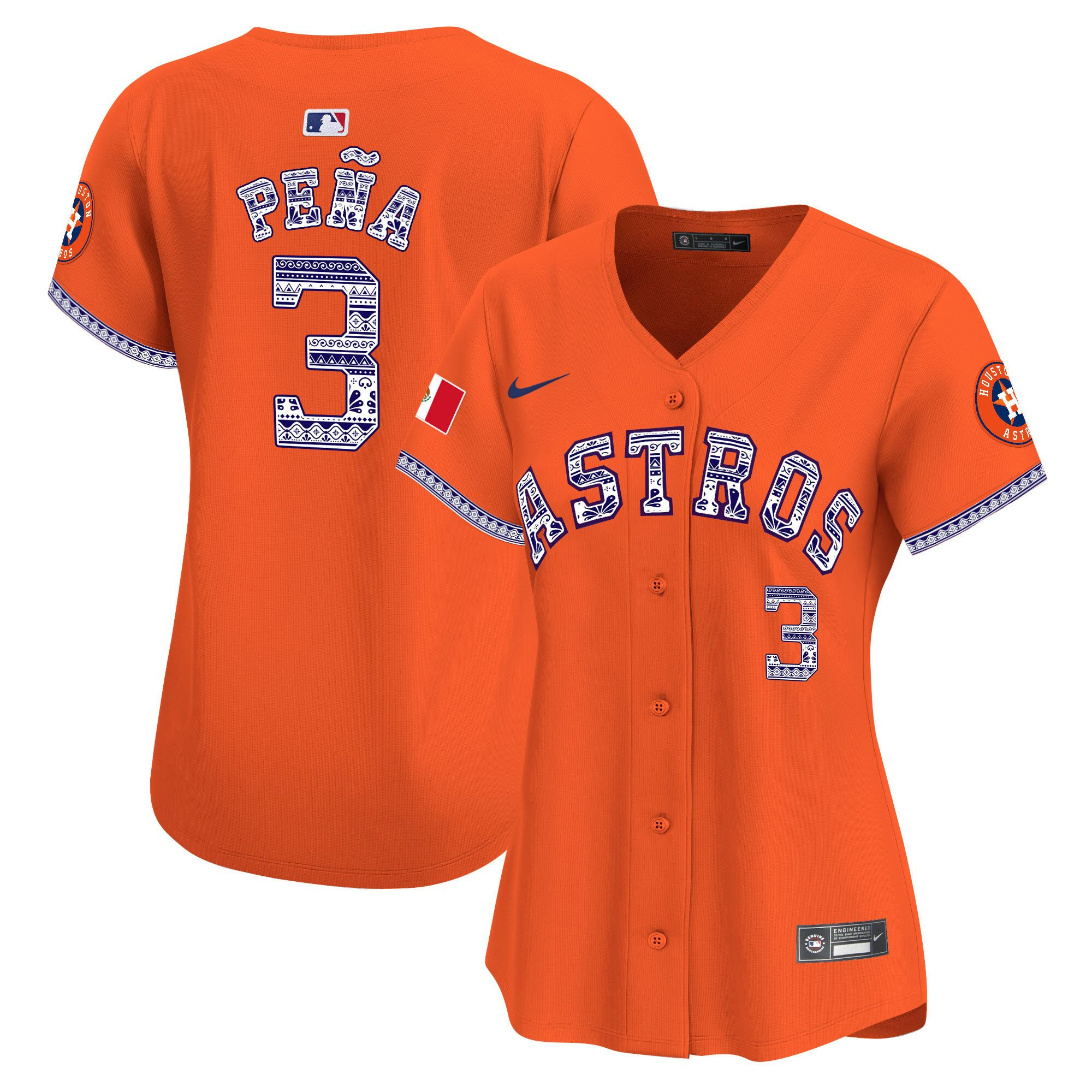 Jeremy Pena 3 Houston Astros Mexico Women Baseball Jersey - Orange 