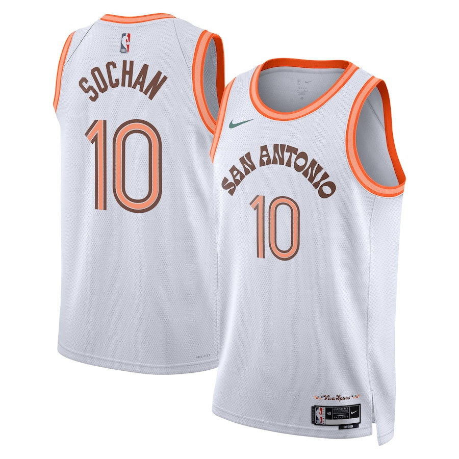 Jeremy Sochan 10 San Antonio Spurs 2023/24 City Edition Swingman Basketball Jersey - White - JS878 