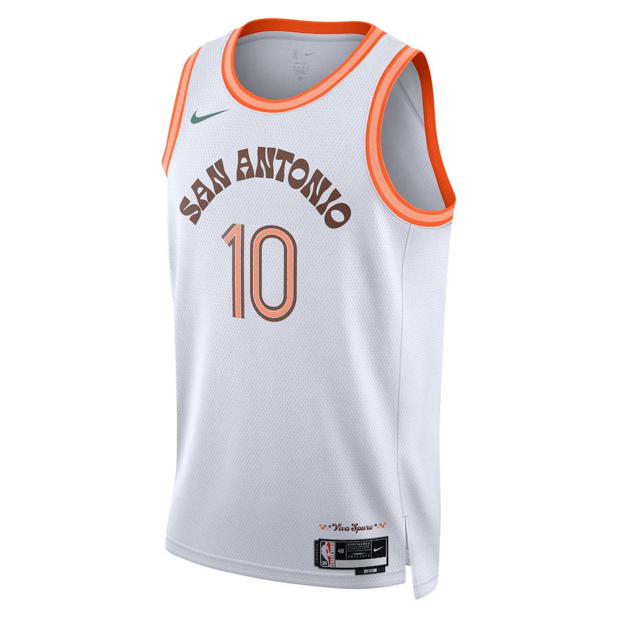 Alternative view of Jeremy Sochan 10 San Antonio Spurs 2023/24 City Edition Swingman Basketball Jersey - White - JS878 