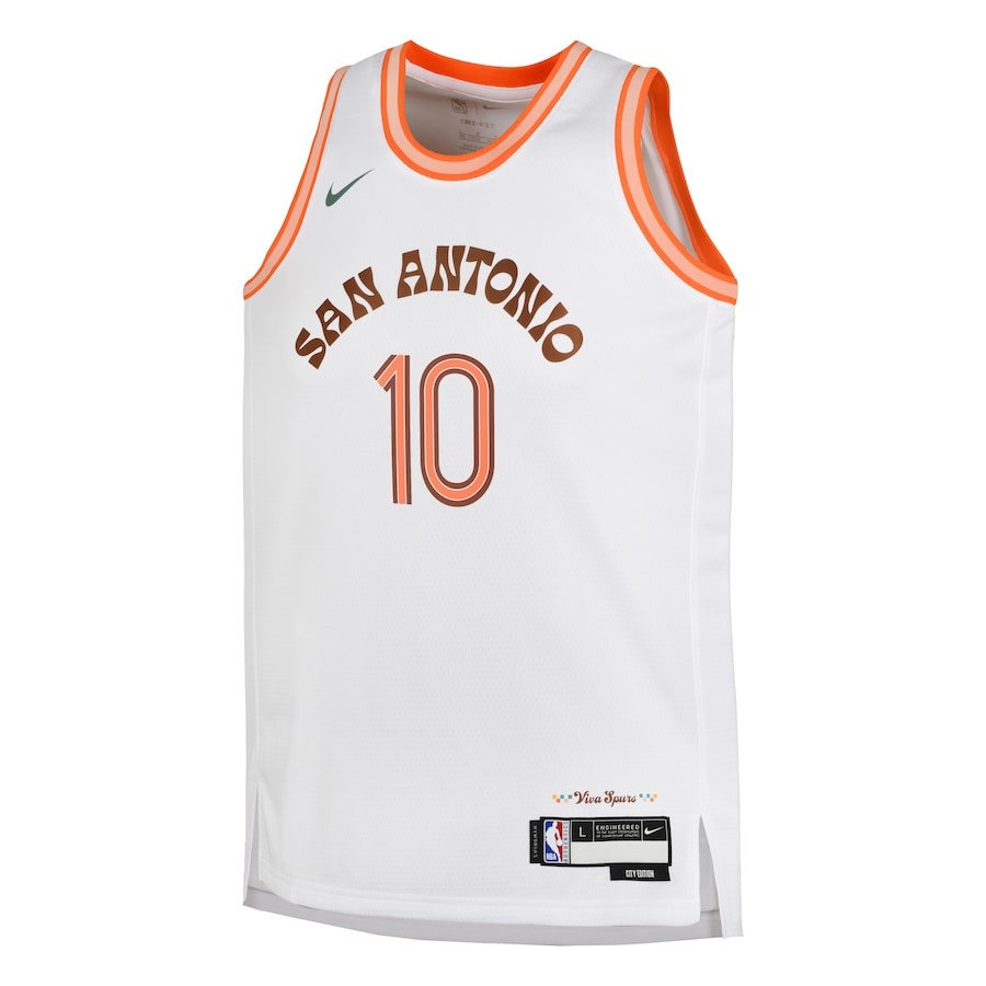 Alternative view of Jeremy Sochan 10 San Antonio Spurs 2023/24 City Edition Swingman YOUTH Basketball Jersey - White - JS271 