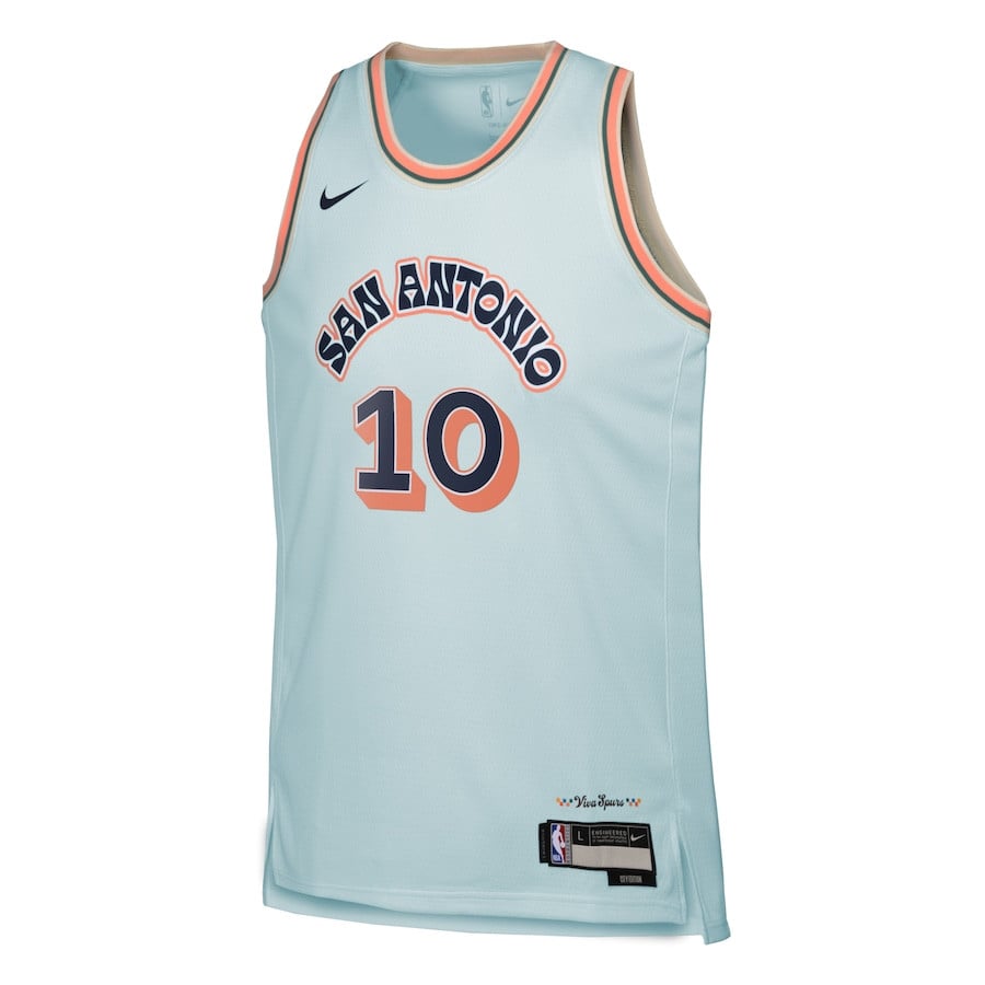 Alternative view of Jeremy Sochan 10 San Antonio Spurs 2024/25 Swingman Player YOUTH Basketball Jersey - City Edition - Light Blue - JS658 