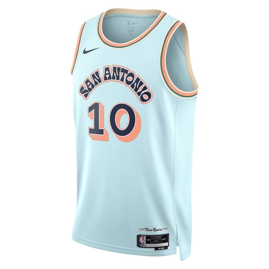 Alternative view of Jeremy Sochan 10 San Antonio Spurs Unisex 2024/25 Swingman Player Basketball Jersey - City Edition - Light Blue - JS713 