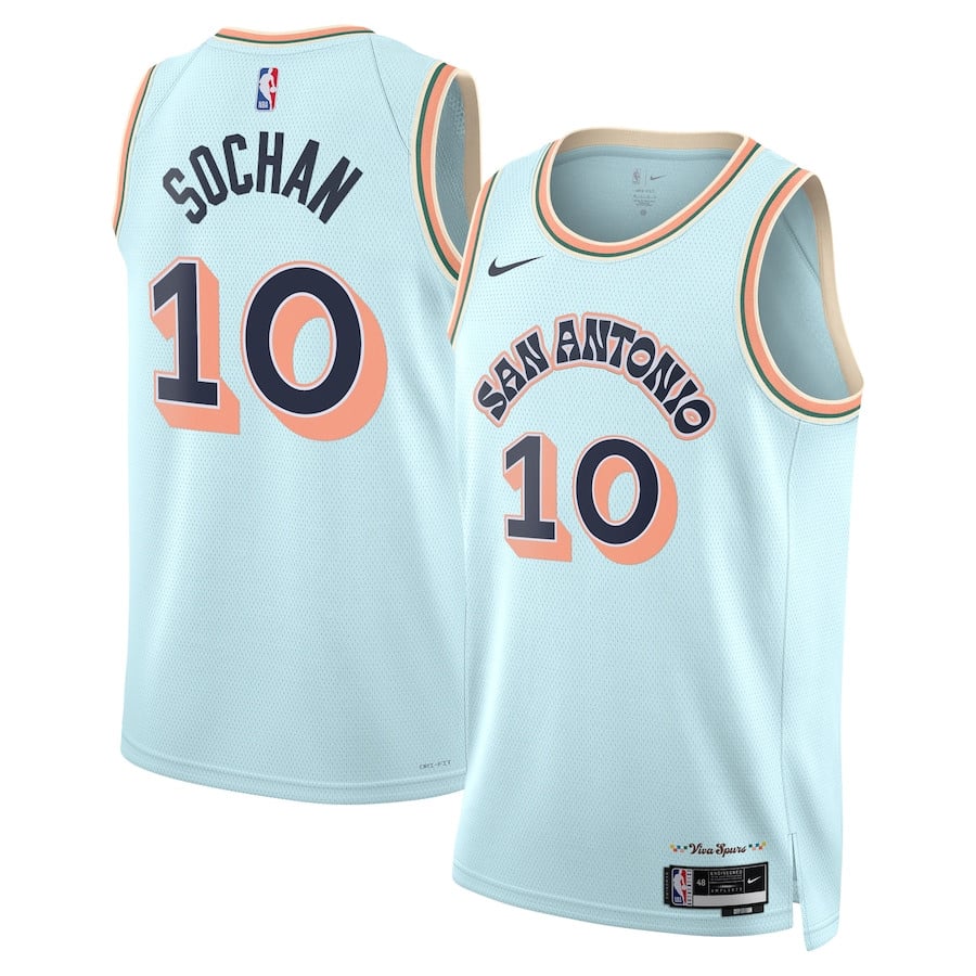 Jeremy Sochan 10 San Antonio Spurs Unisex 2024/25 Swingman Player Basketball Jersey - City Edition - Light Blue - JS713 