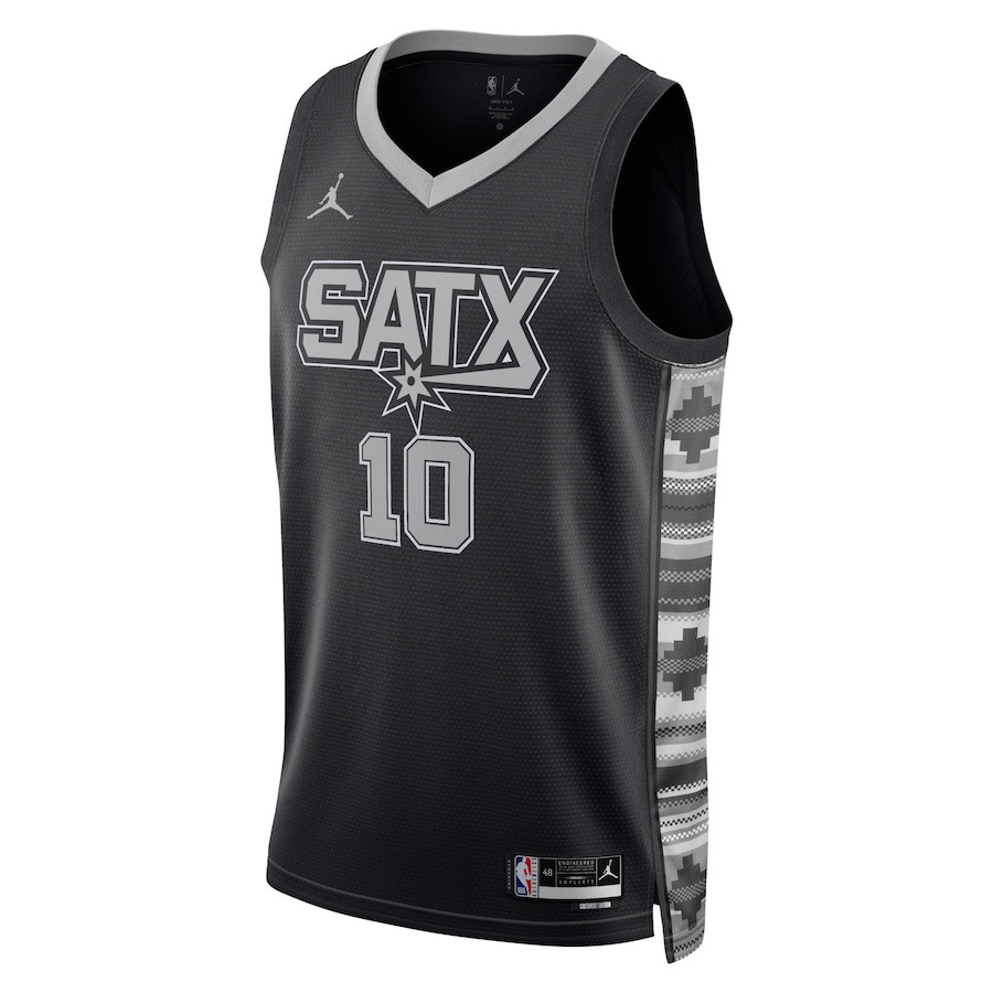 Alternative view of Jeremy Sochan 10 San Antonio Spurs Unisex Swingman Basketball Jersey - Statement Edition - Black - JS897 