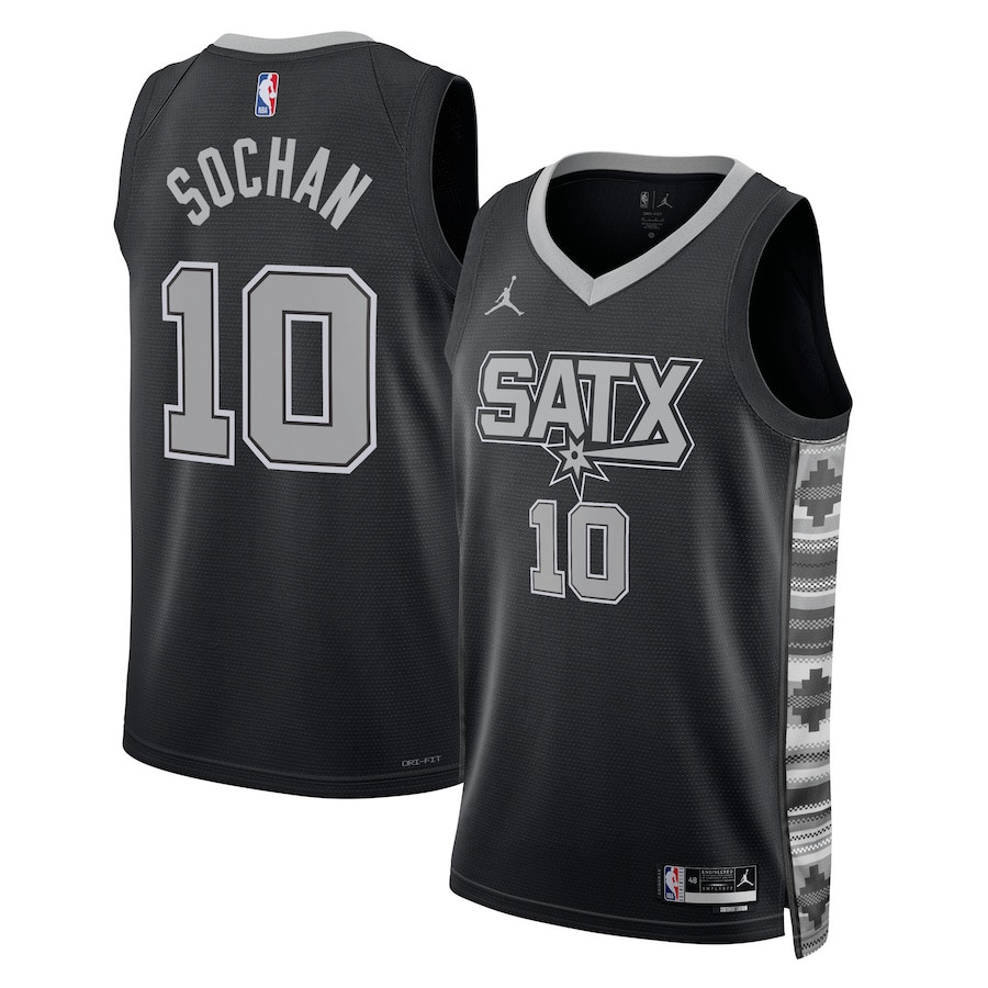 Jeremy Sochan 10 San Antonio Spurs Unisex Swingman Basketball Jersey - Statement Edition - Black - JS897 