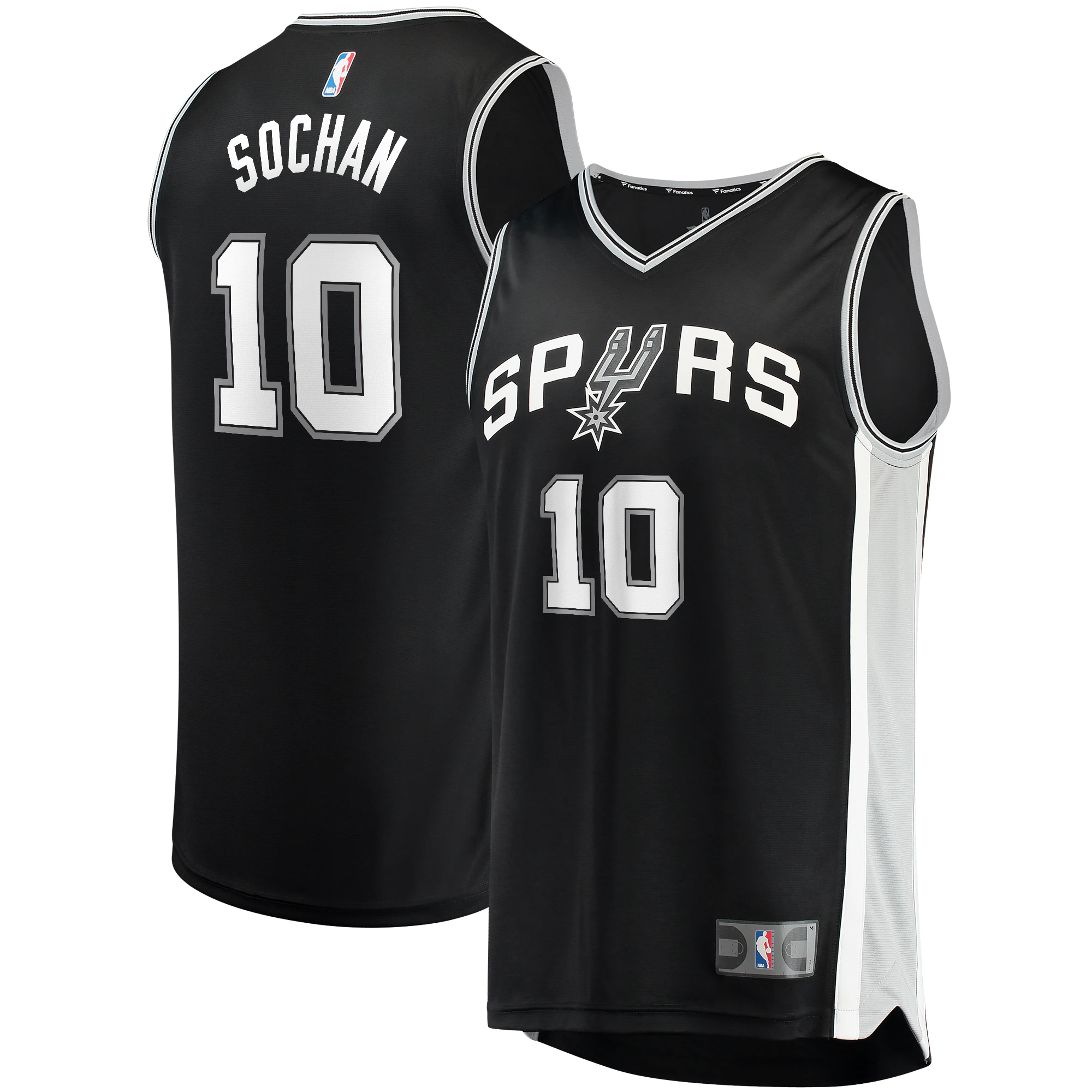 Alternative view of Jeremy Sochan San Antonio Spurs Fanatics Branded 2022 Nba Draft First Round Pick Fast Break Replica Player Basketball Jersey - Icon Edition - Black