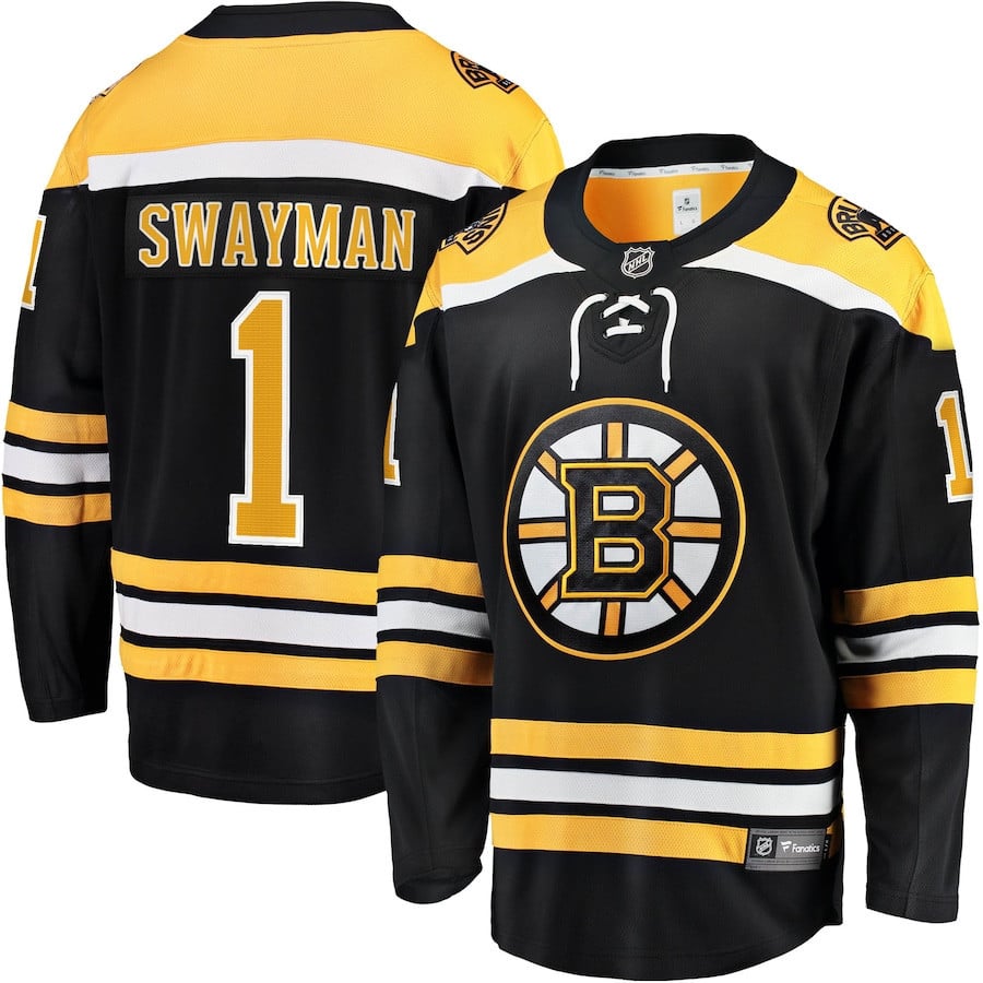 Jeremy Swayman 1 Boston Bruins Home Breakaway Hockey Jersey - Black - JS689 