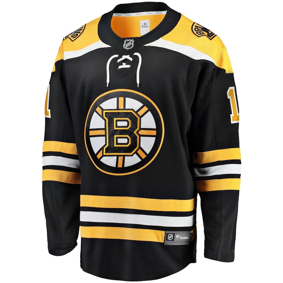 Alternative view of Jeremy Swayman 1 Boston Bruins Home Breakaway Hockey Jersey - Black - JS689 