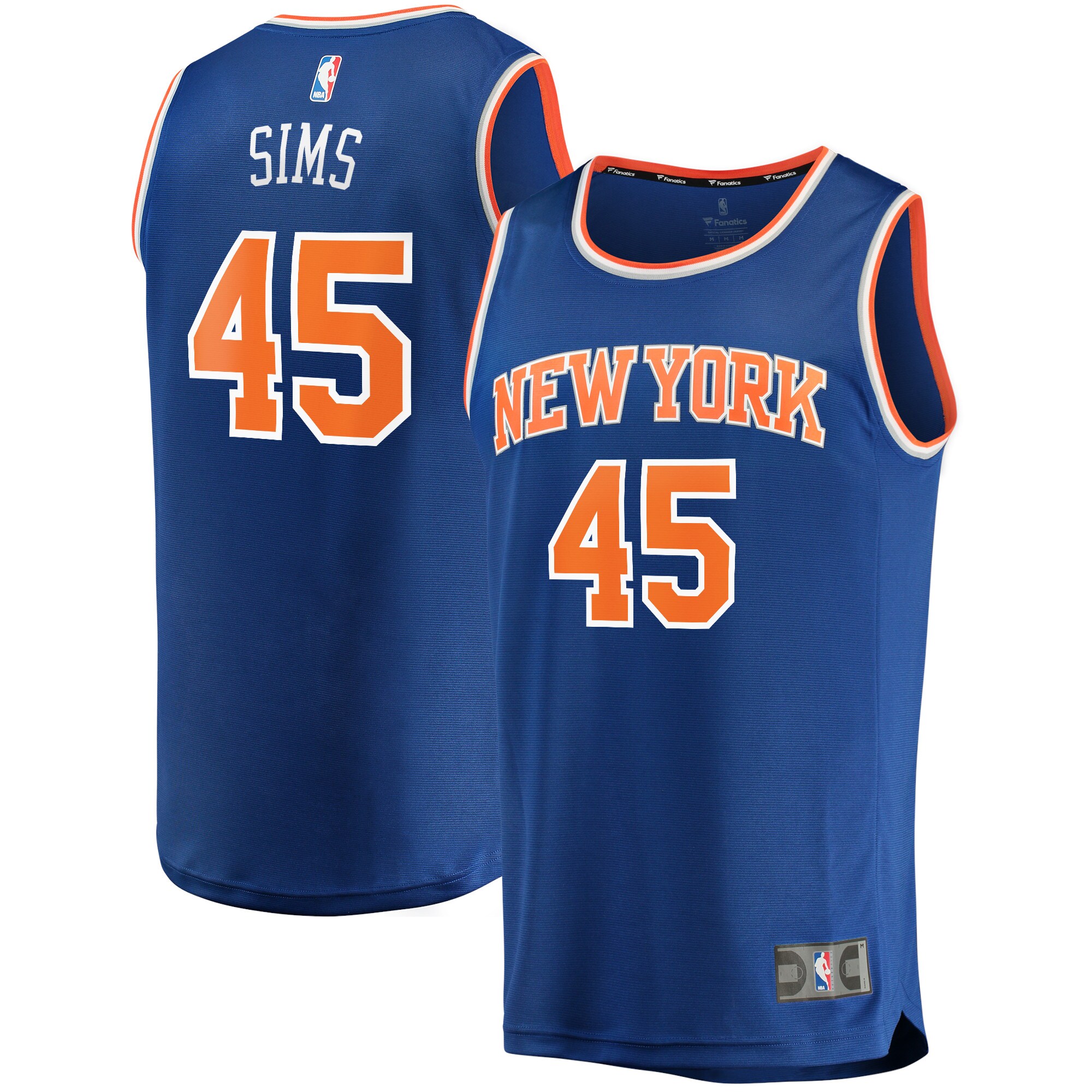 Alternative view of Jericho Sims New York Knicks Fanatics Branded 2021/22 Fast Break Replica Basketball Jersey - Icon Edition - Blue