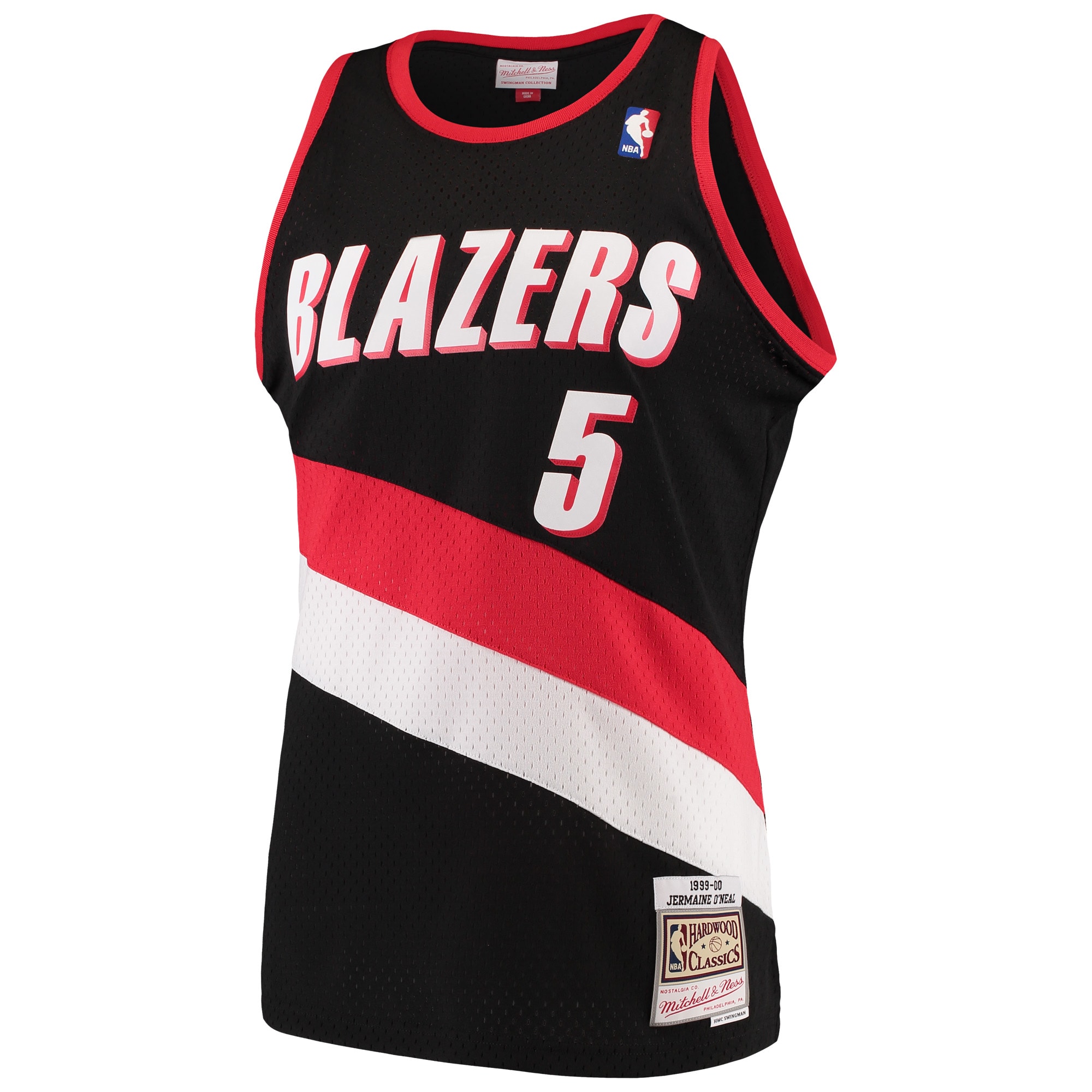 Alternative view of Jermaine O'Neal Portland Trail Blazers Mitchell & Ness Hardwood Classics Swingman Basketball Jersey - Black - JS680 