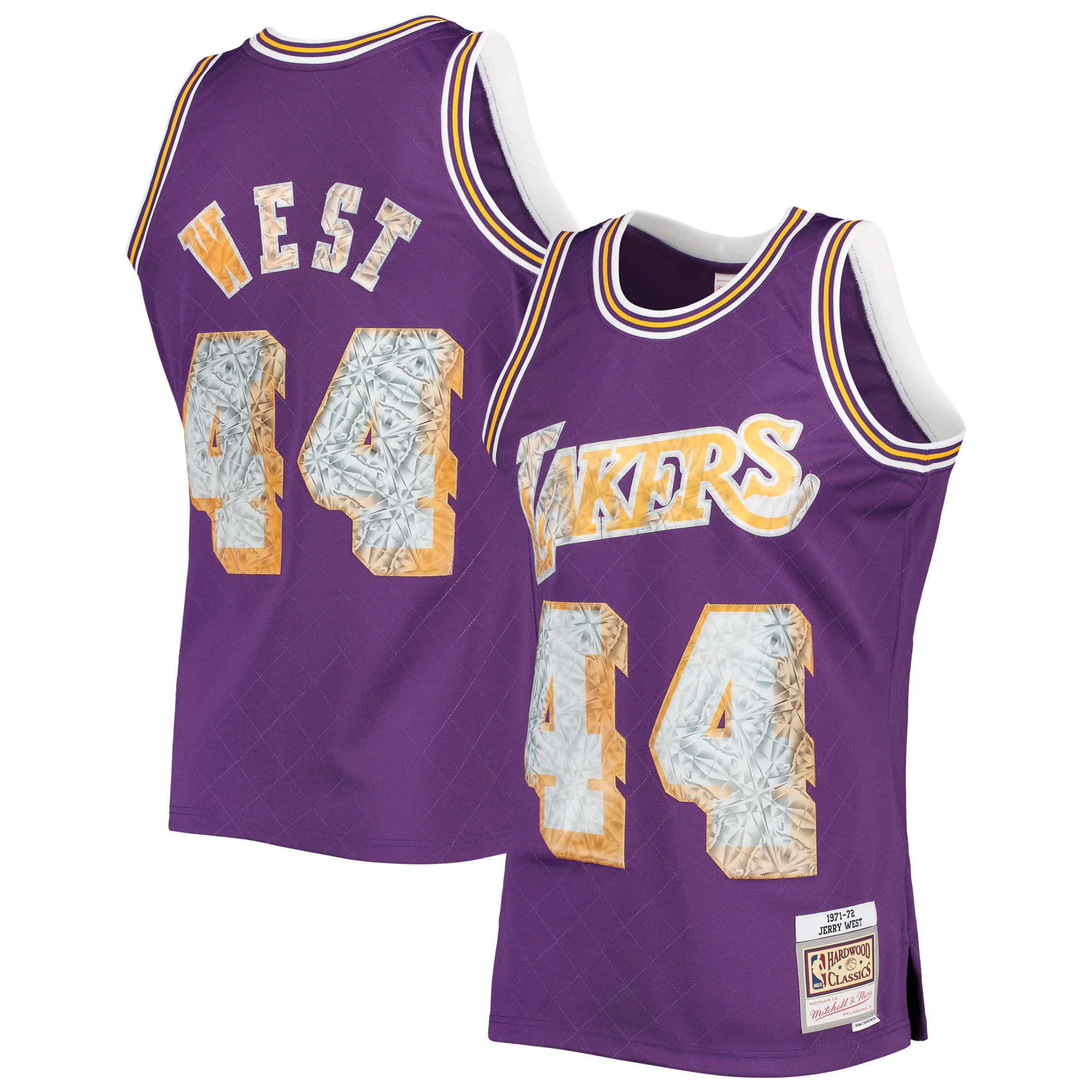 Alternative view of Jerry West Los Angeles Lakers Mitchell & Ness 1996-97 Hardwood Classics Nba 75th Anniversary Diamond Swingman Basketball Jersey - Purple