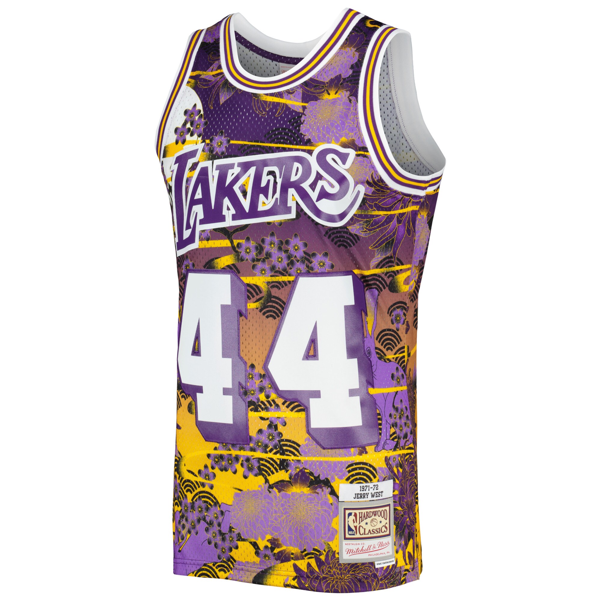 Alternative view of Jerry West Los Angeles Lakers Mitchell & Ness 1971/72 Hardwood Classics Lunar New Year Swingman Basketball Jersey - Purple