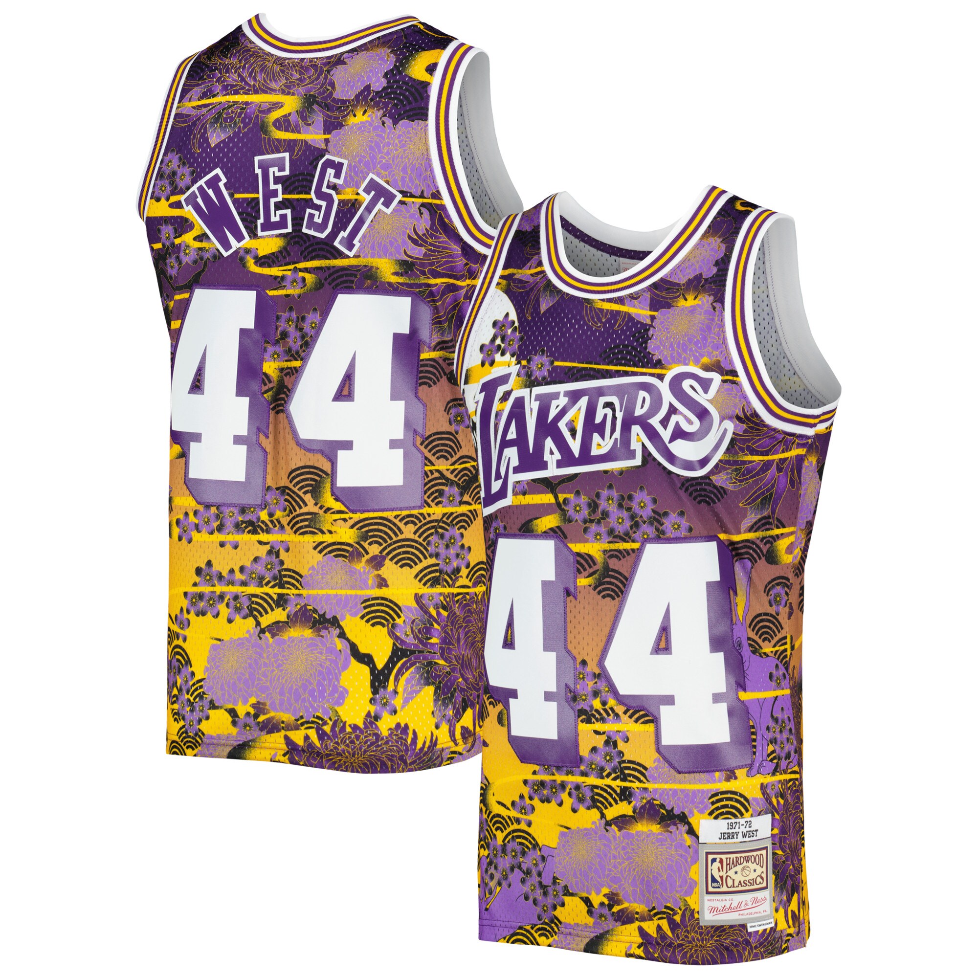 Jerry West Los Angeles Lakers Mitchell & Ness 1971/72 Hardwood Classics Lunar New Year Swingman Basketball Jersey - Purple