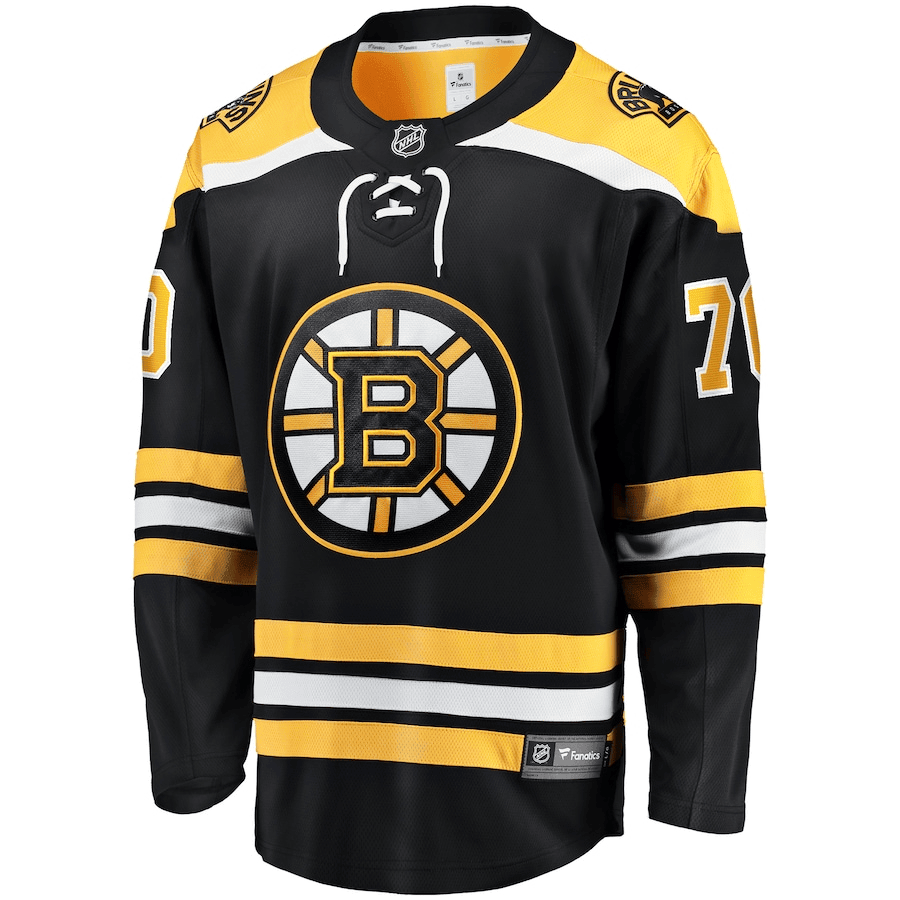 Alternative view of Jesper Boqvist 70 Boston Bruins Breakaway Home Hockey Jersey - Men, Black - JS765 