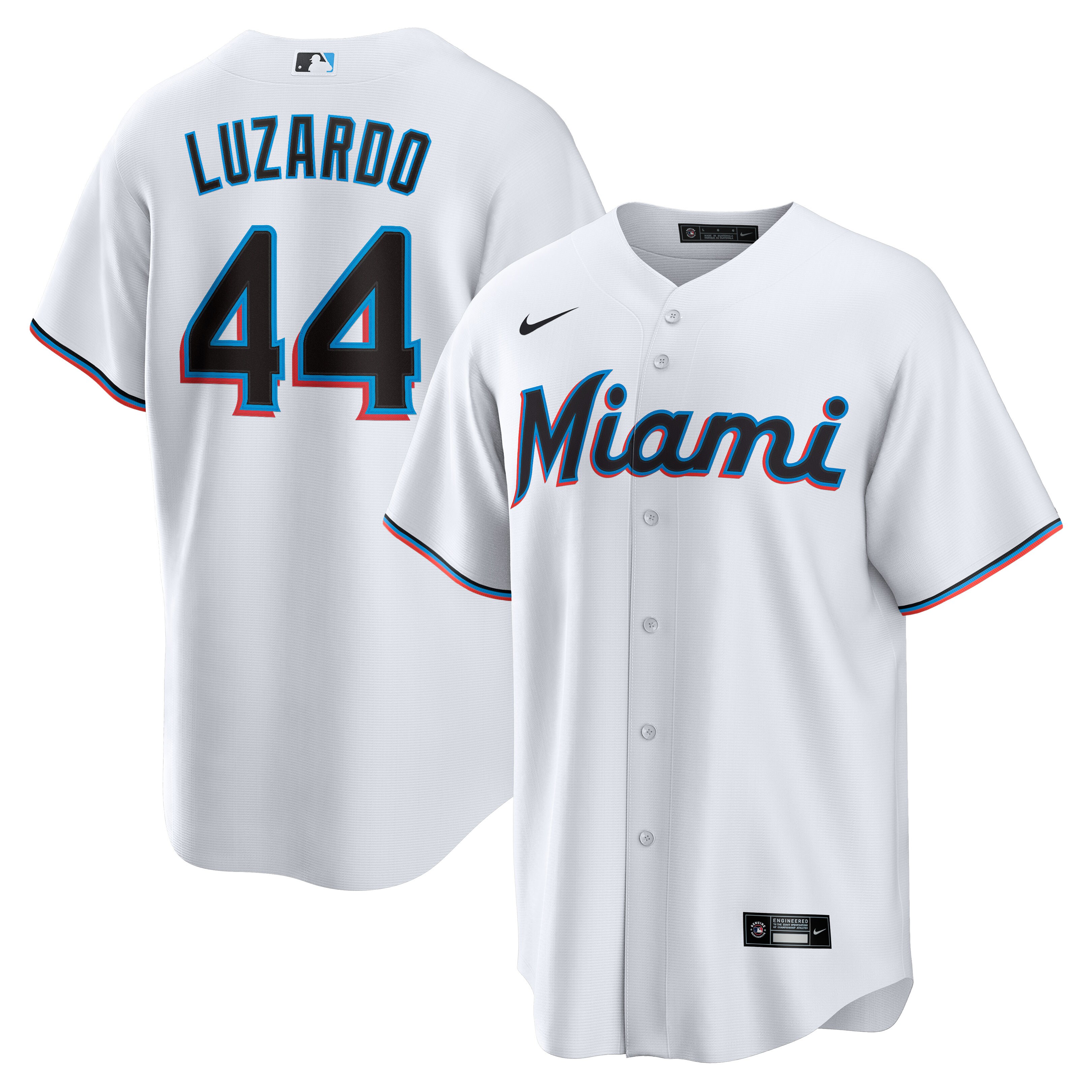 Alternative view of Jess Luzardo Miami Marlins Home Replica Player Baseball Jersey – White