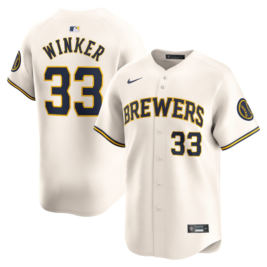 Jesse Winker 33 Milwaukee Brewers Home Limited Player Men Baseball Jersey - Cream 