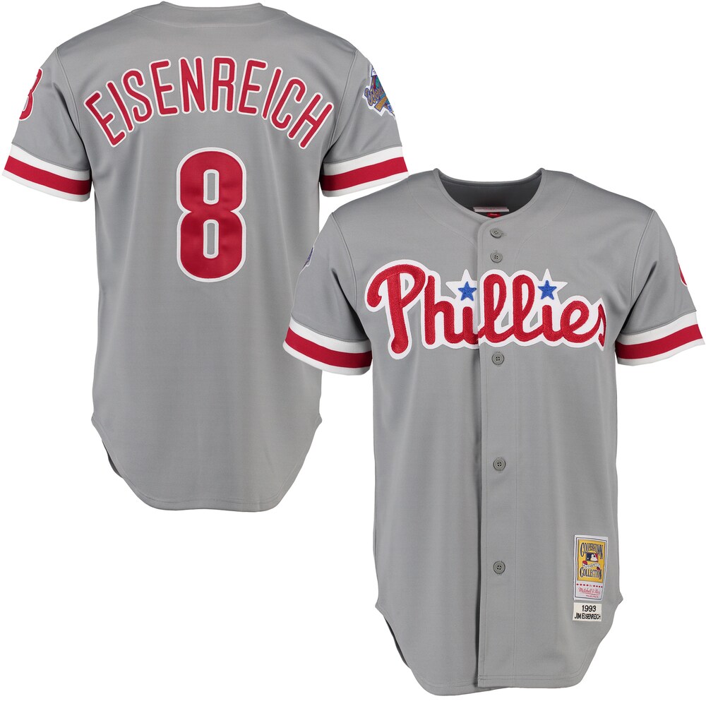 Jim Eisenreich 1993 Philadelphia Phillies Mitchell & Ness Road Throwback Baseball Jersey - Gray