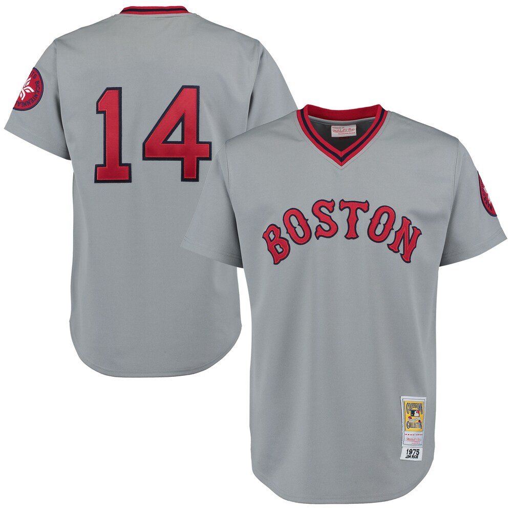 Jim Rice Boston 1975 Red Sox Mitchell & Ness Throwback Baseball Jersey - Gray