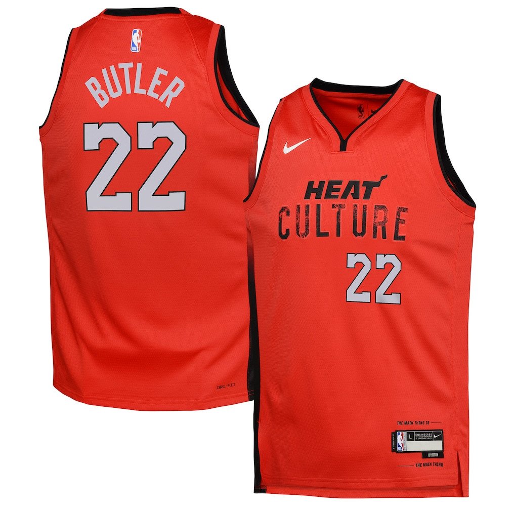 Jimmy Butler 22 Miami Heat 2024/25 Swingman Player YOUTH Basketball Jersey - City Edition - Red - JS461 