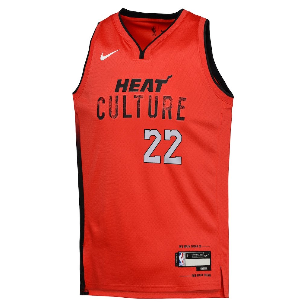 Alternative view of Jimmy Butler 22 Miami Heat 2024/25 Swingman Player YOUTH Basketball Jersey - City Edition - Red - JS461 