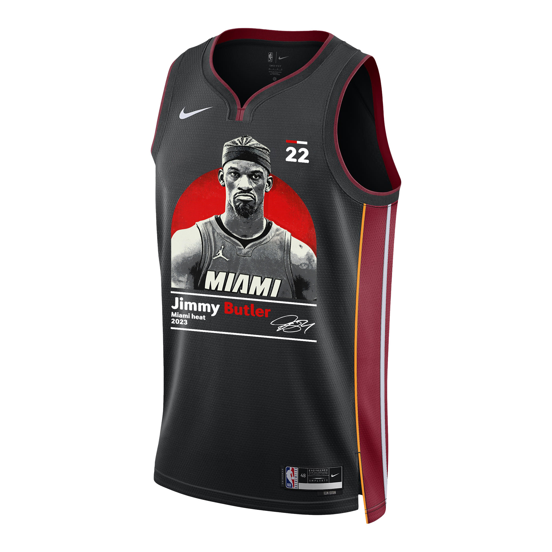 Alternative view of Jimmy Butler 22 Miami Heat Heart And Soul 2023 NBA Champions Swingman Basketball Jersey - Black - JS191 