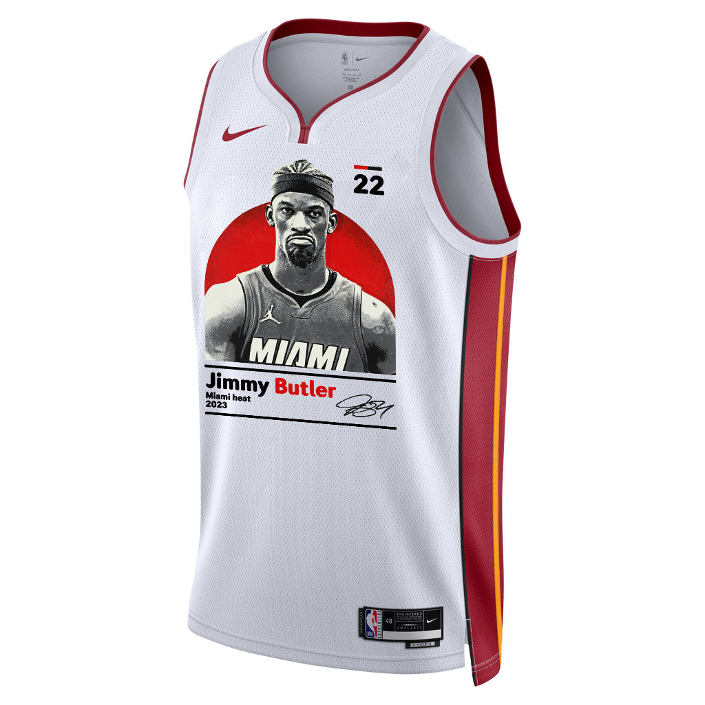 Alternative view of Jimmy Butler 22 Miami Heat Heart And Soul 2023 NBA Champions Swingman Basketball Jersey - White - JS997 