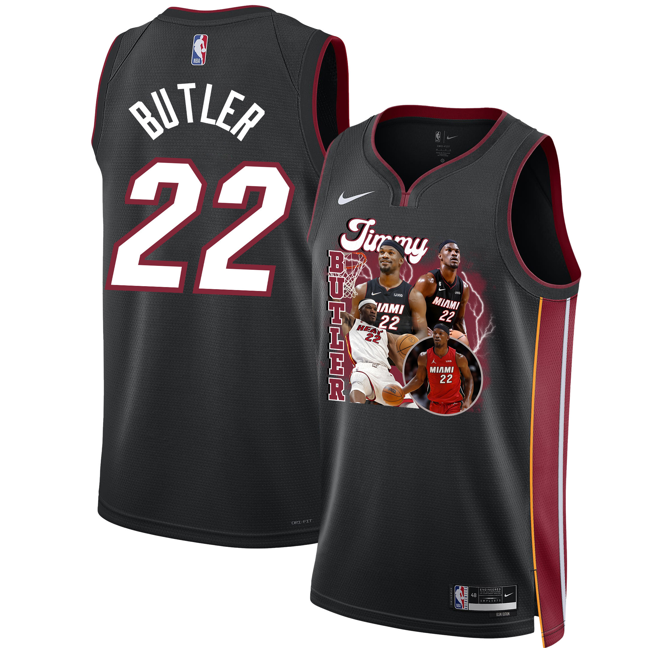 Jimmy Butler 22 Miami Heat Scorching Success 2023 Champions Swingman Basketball Jersey - Black - JS681 