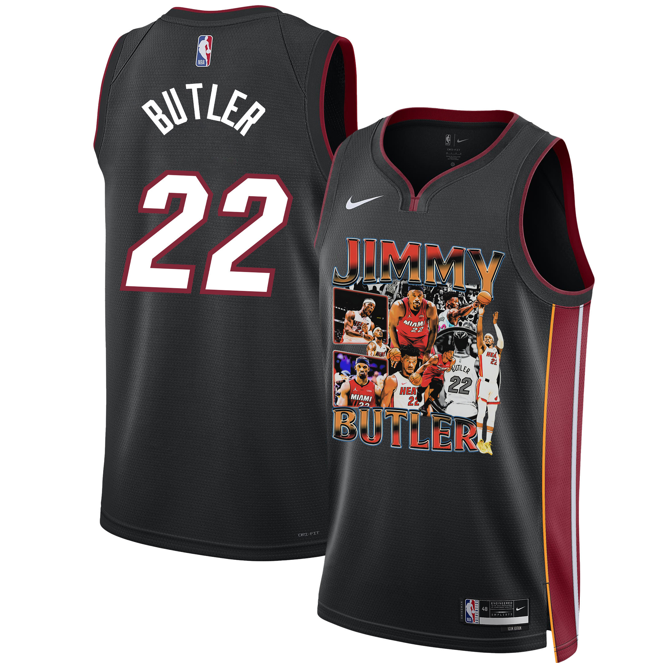 Jimmy Butler 22 Miami Heat Scoring Machine 2023 NBA Champions Swingman Basketball Jersey - Black - JS902 