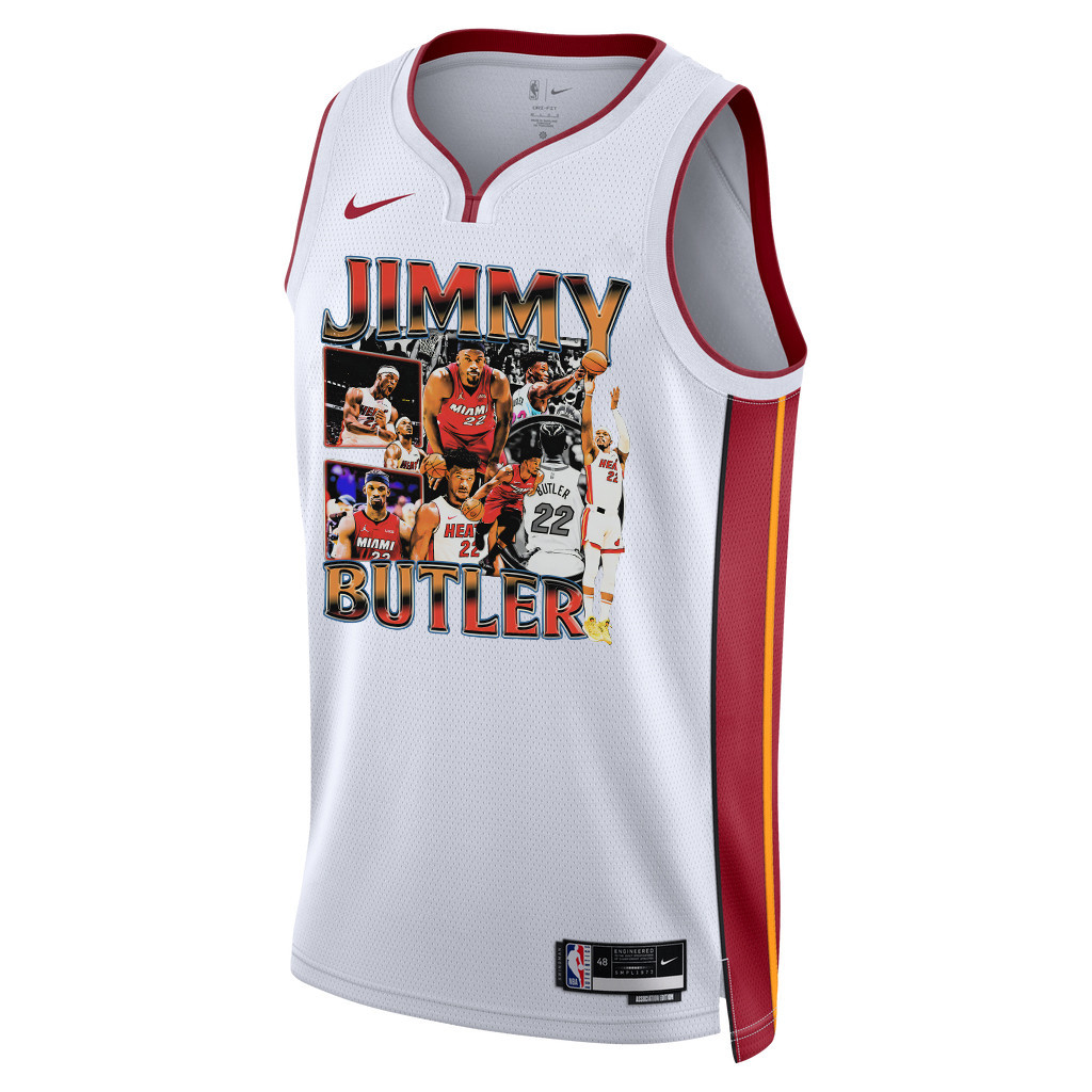 Alternative view of Jimmy Butler 22 Miami Heat Scoring Machine 2023 NBA Champions Swingman Basketball Jersey - White - JS147 