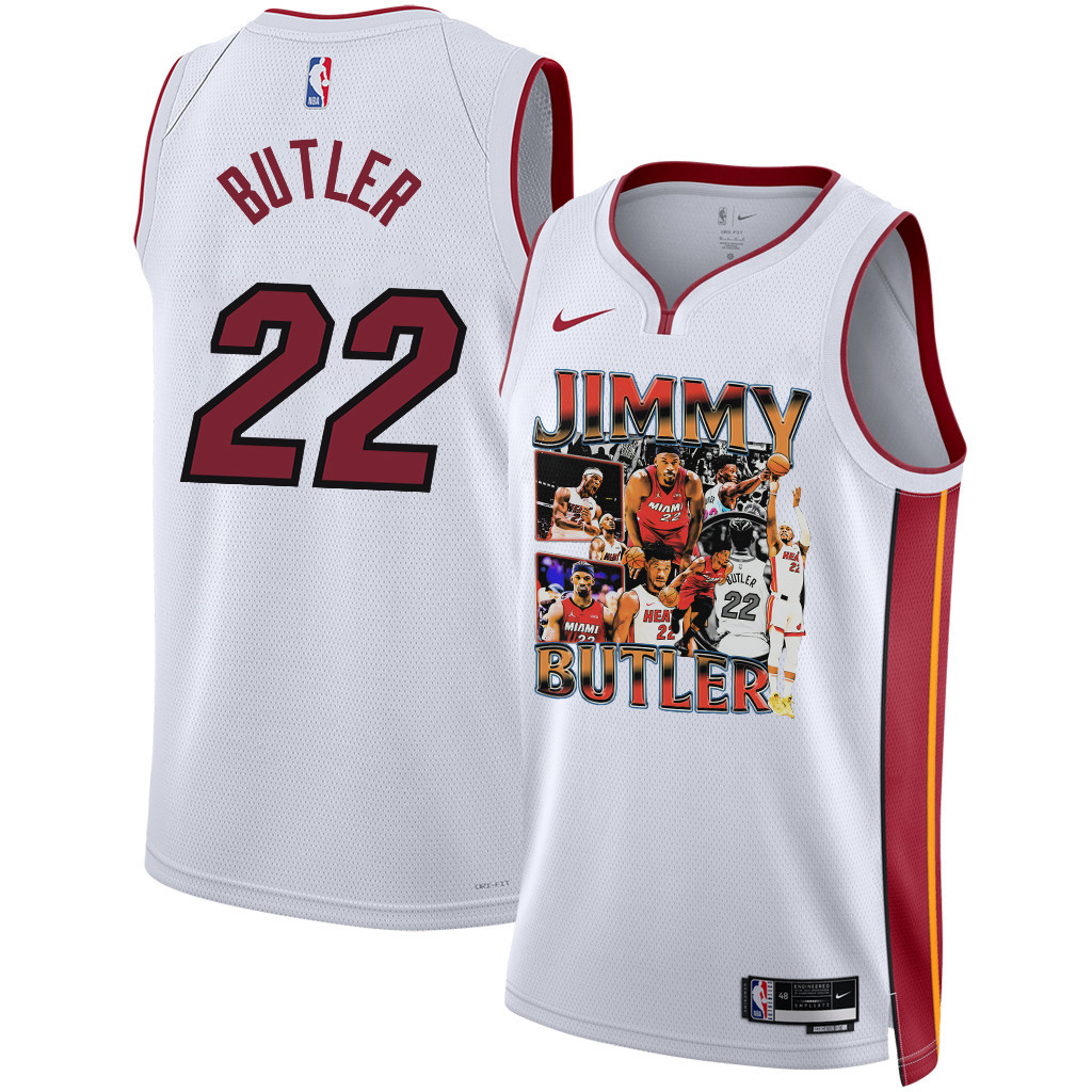 Jimmy Butler 22 Miami Heat Scoring Machine 2023 NBA Champions Swingman Basketball Jersey - White - JS147 