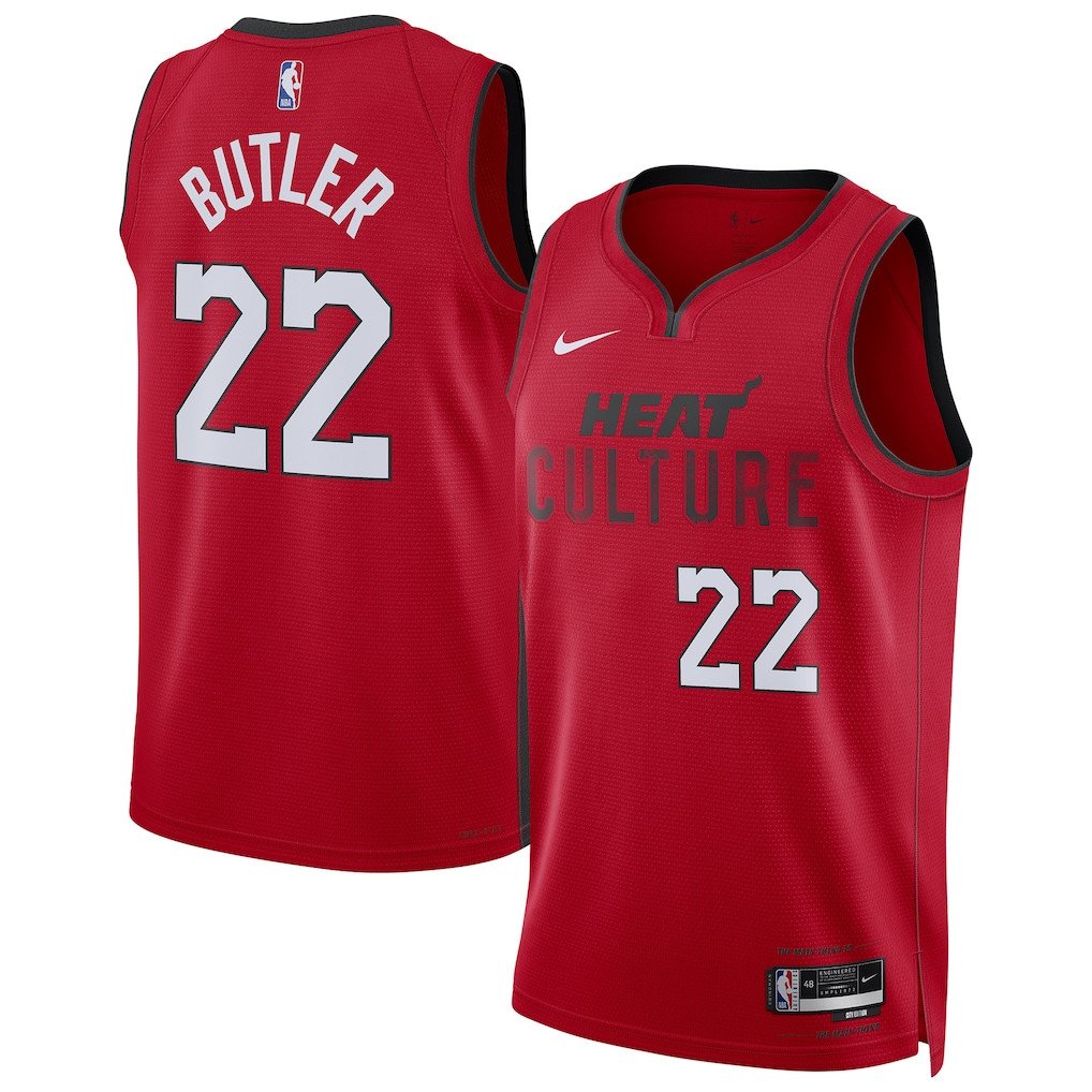 Jimmy Butler 22 Miami Heat Unisex 2024/25 Swingman Player Basketball Jersey - City Edition - Red - JS365 