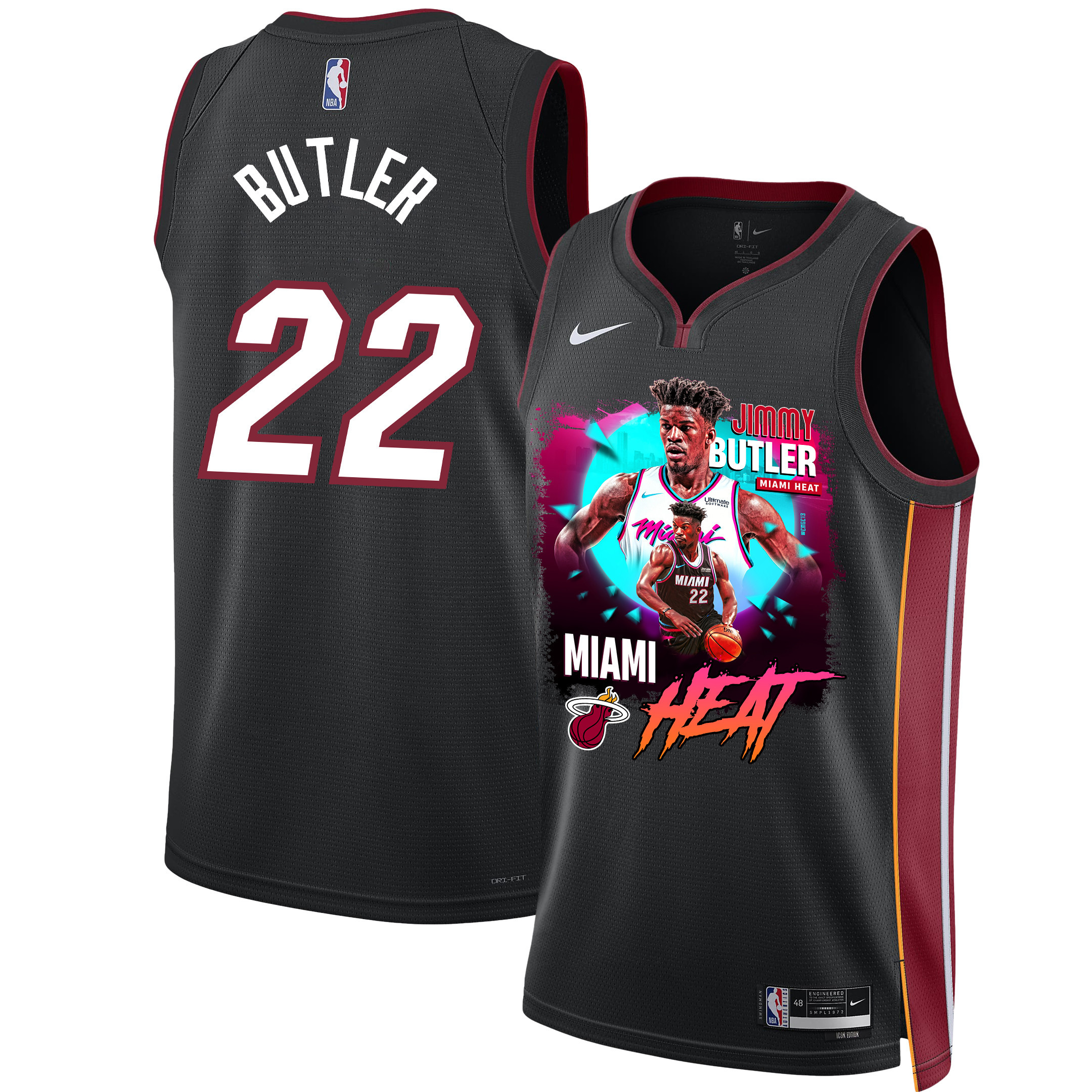 Jimmy Butler 22 Miami Heat's Gritty Leader 2023 NBA Champions Swingman Basketball Jersey - Black - JS560 