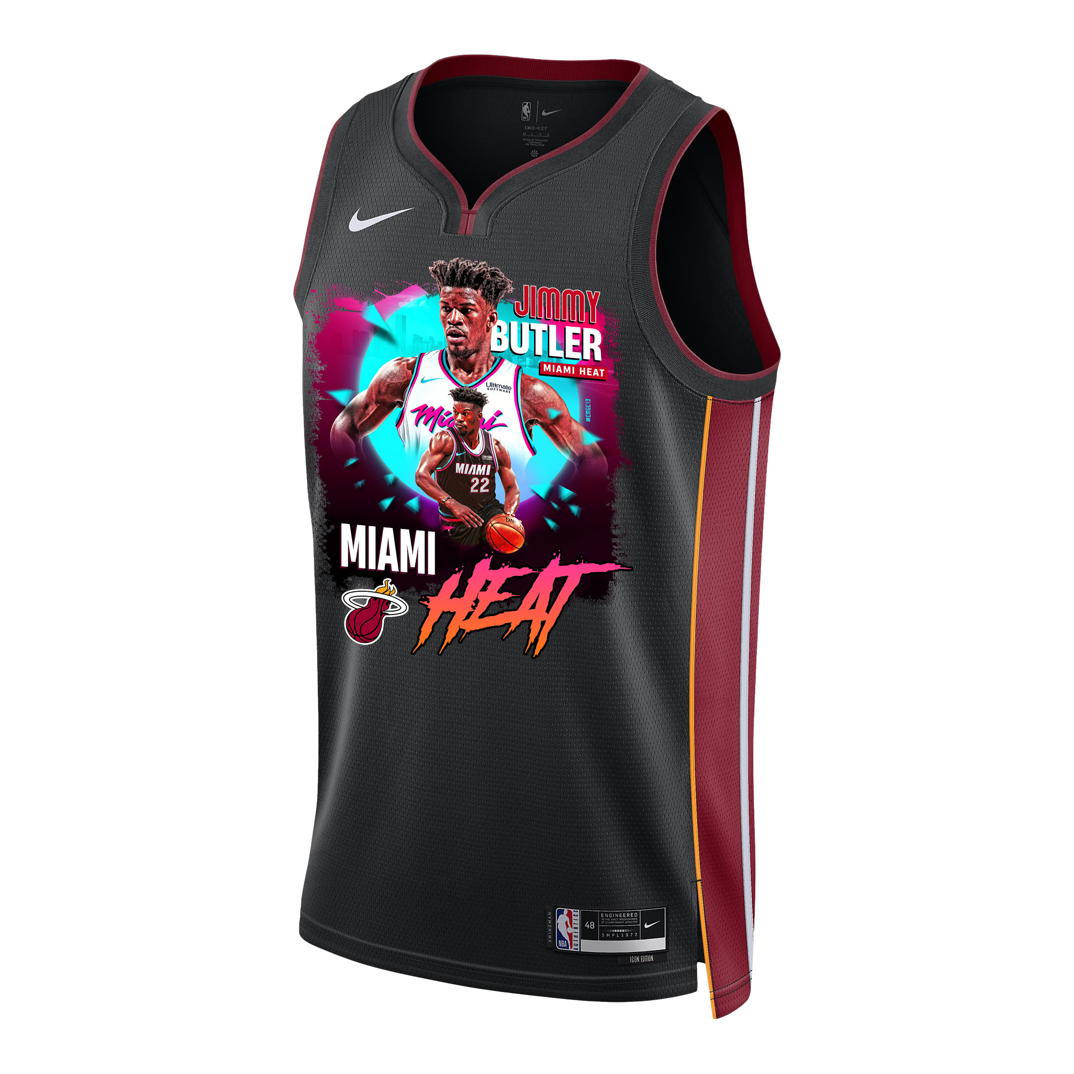 Alternative view of Jimmy Butler 22 Miami Heat's Gritty Leader 2023 NBA Champions Swingman Basketball Jersey - Black - JS560 