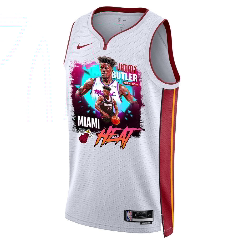 Alternative view of Jimmy Butler 22 Miami Heat's Gritty Leader 2023 NBA Champions Swingman Basketball Jersey - White - JS502 