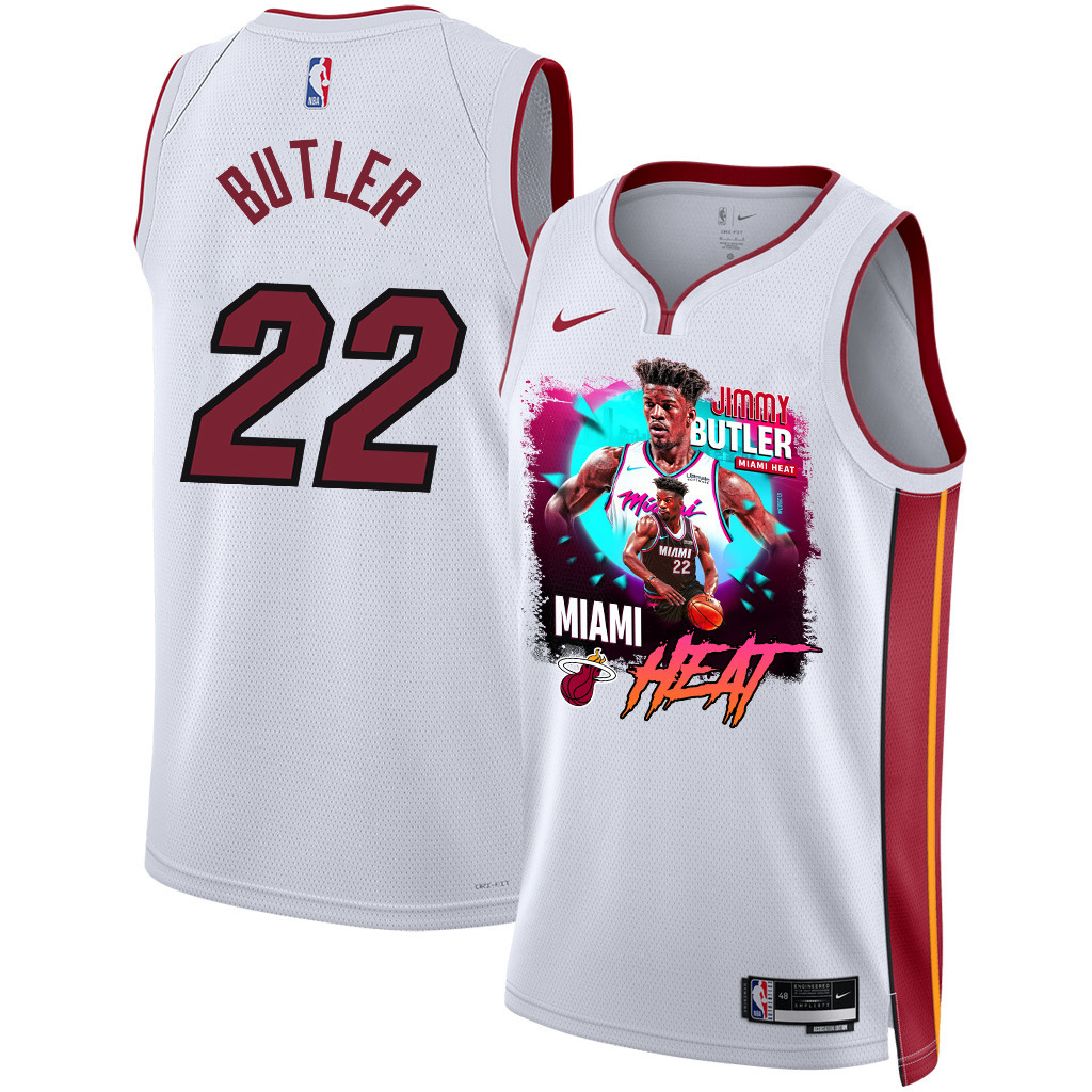 Jimmy Butler 22 Miami Heat's Gritty Leader 2023 NBA Champions Swingman Basketball Jersey - White - JS502 